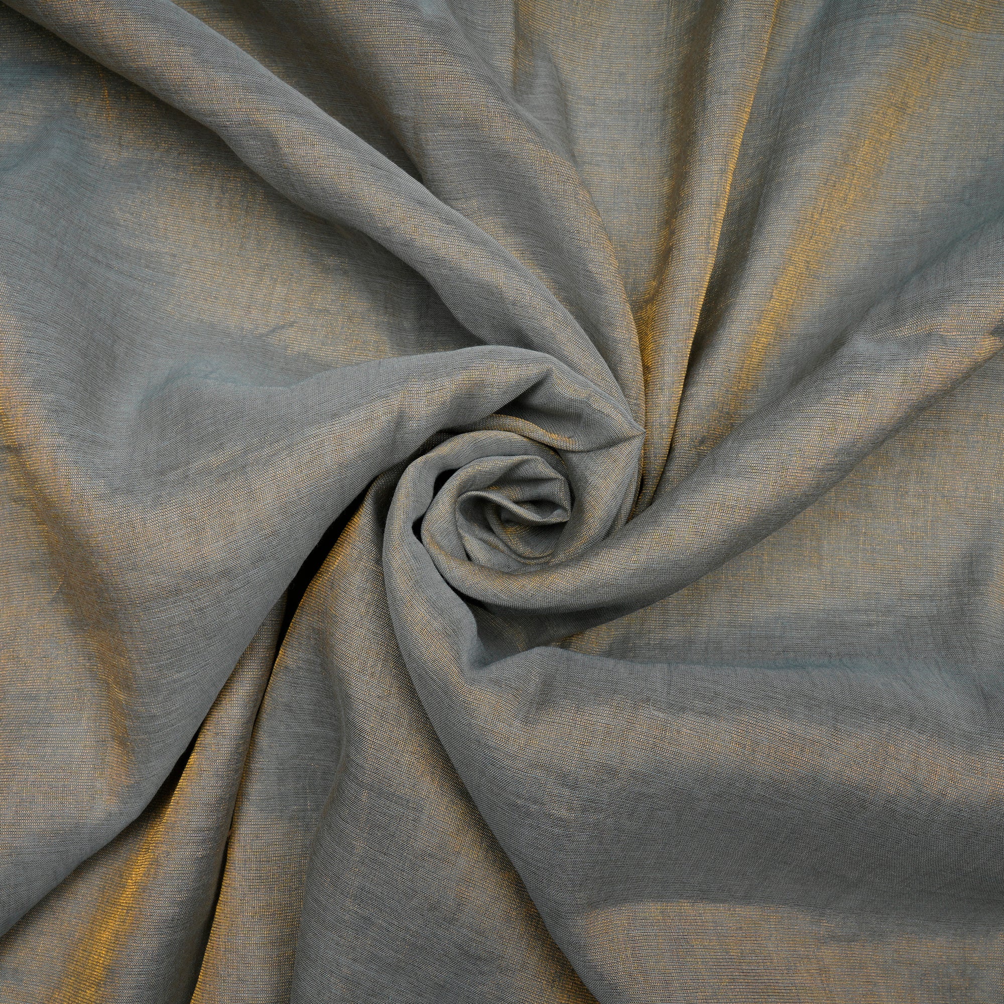 Grey-Gold Piece Dyed Pure Tissue Chanderi Fabric