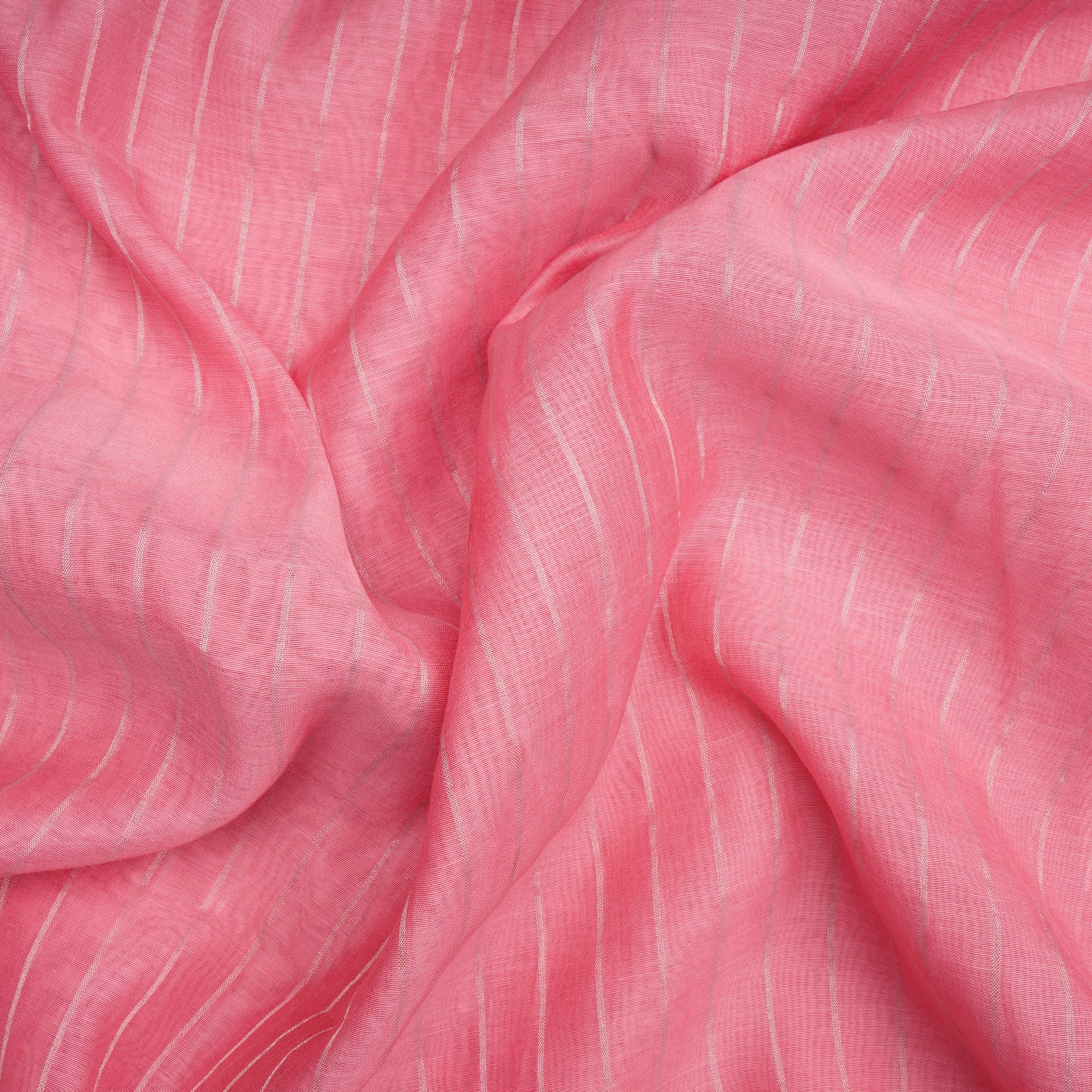 Peony Stripe Pattern Piece Dyed Fancy Chanderi Fabric