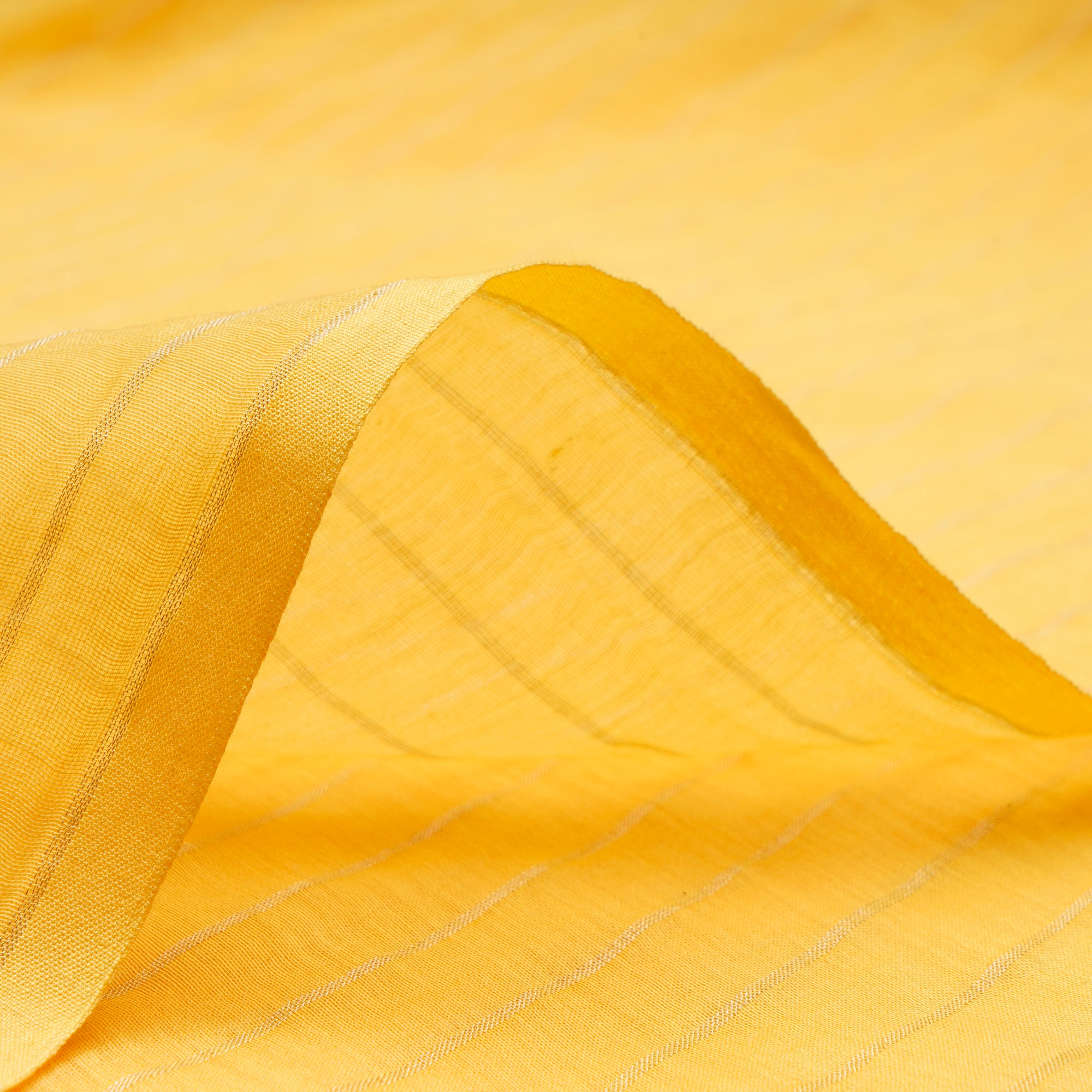 Yellow-Silver Stripe Pattern Dyeable Fancy Chanderi Fabric