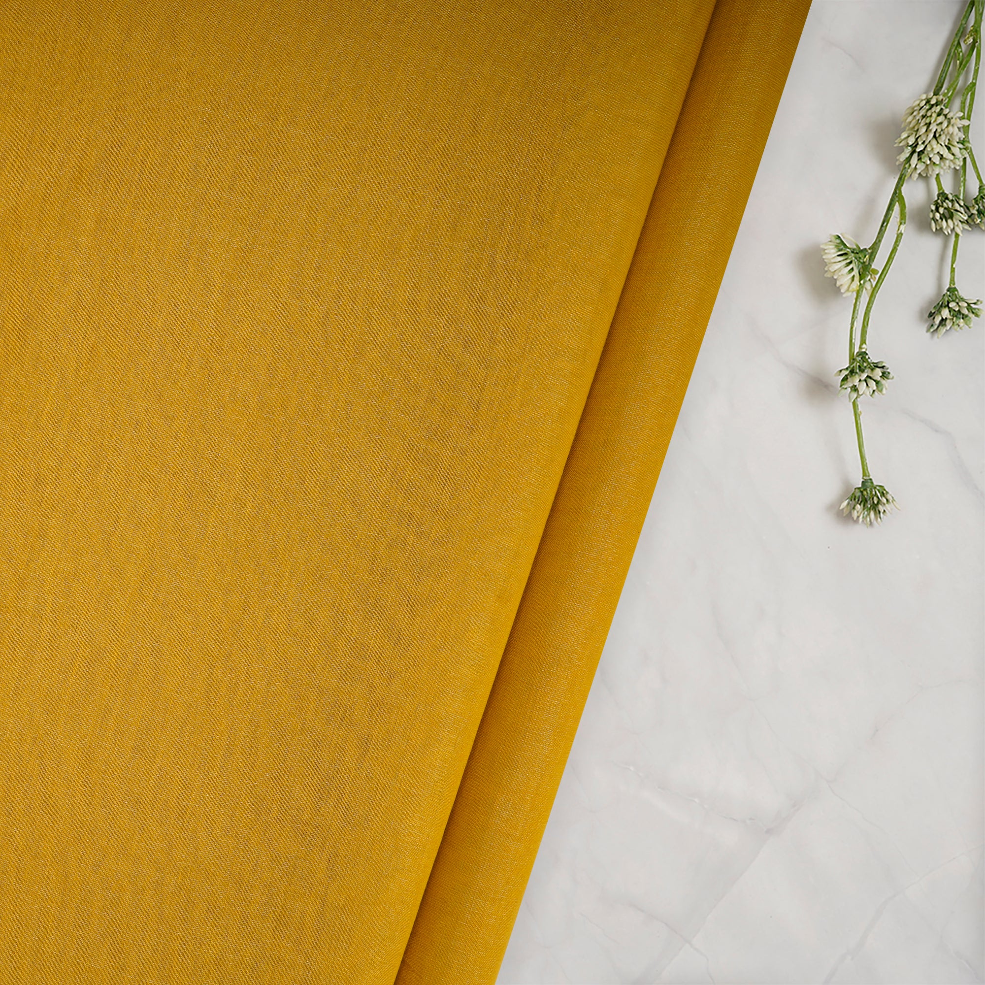 Mustard Piece Dyed Silver Tissue Chanderi Fabric