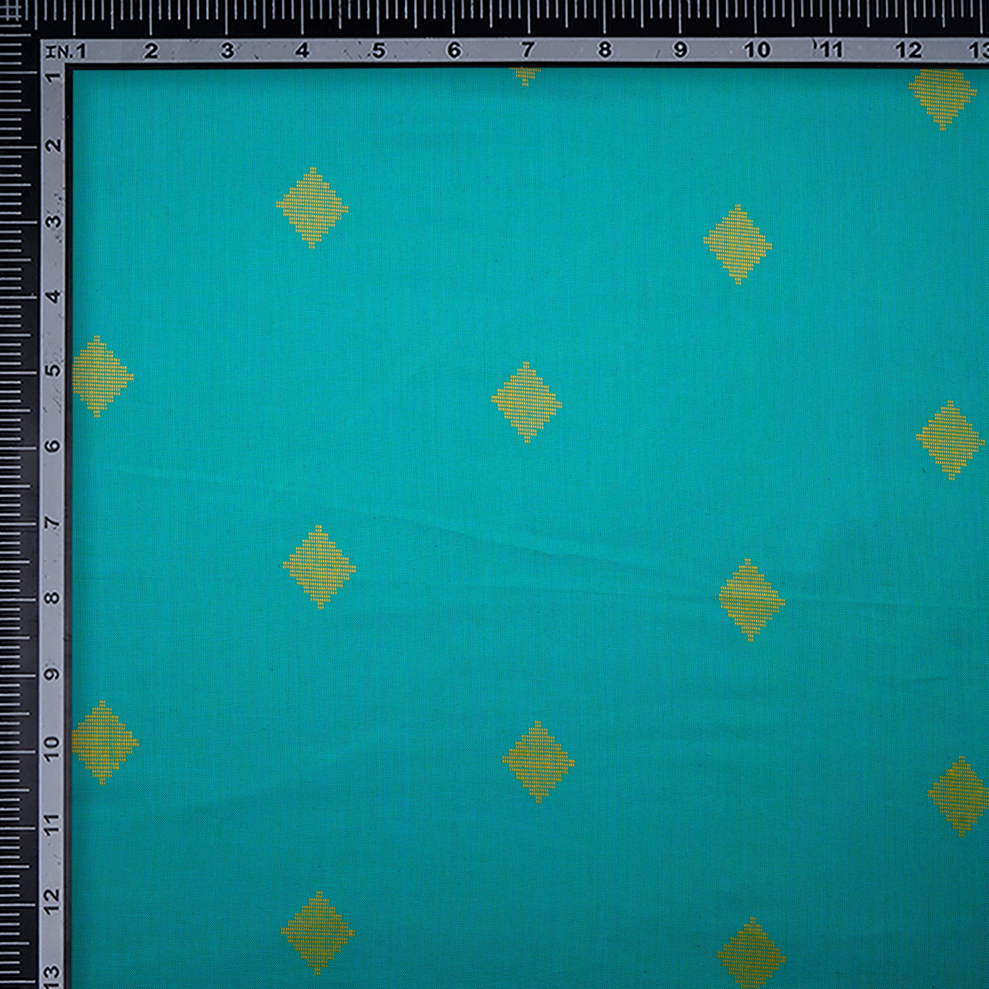 Spectra Green Geometric Pattern Yarn Dyed Fancy Cutwork South Cotton Fabric