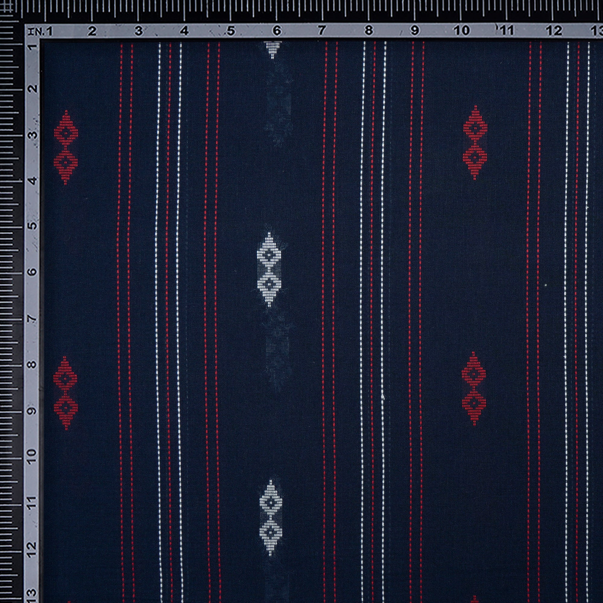 Dark Blue Stripes Pattern Yarn Dyed Cutwork Fancy South Cotton Fabric