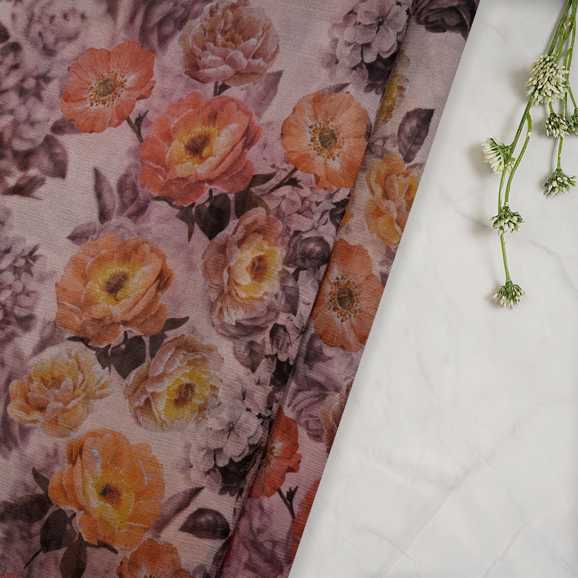 Multi Color Floral Pattern Digital Print Chiffon Silk Fabric