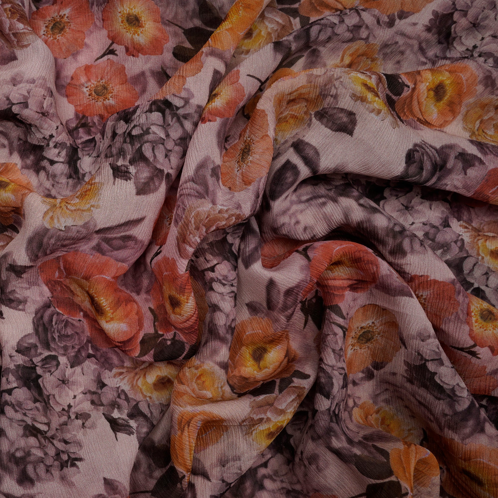 Multi Color Floral Pattern Digital Print Chiffon Silk Fabric
