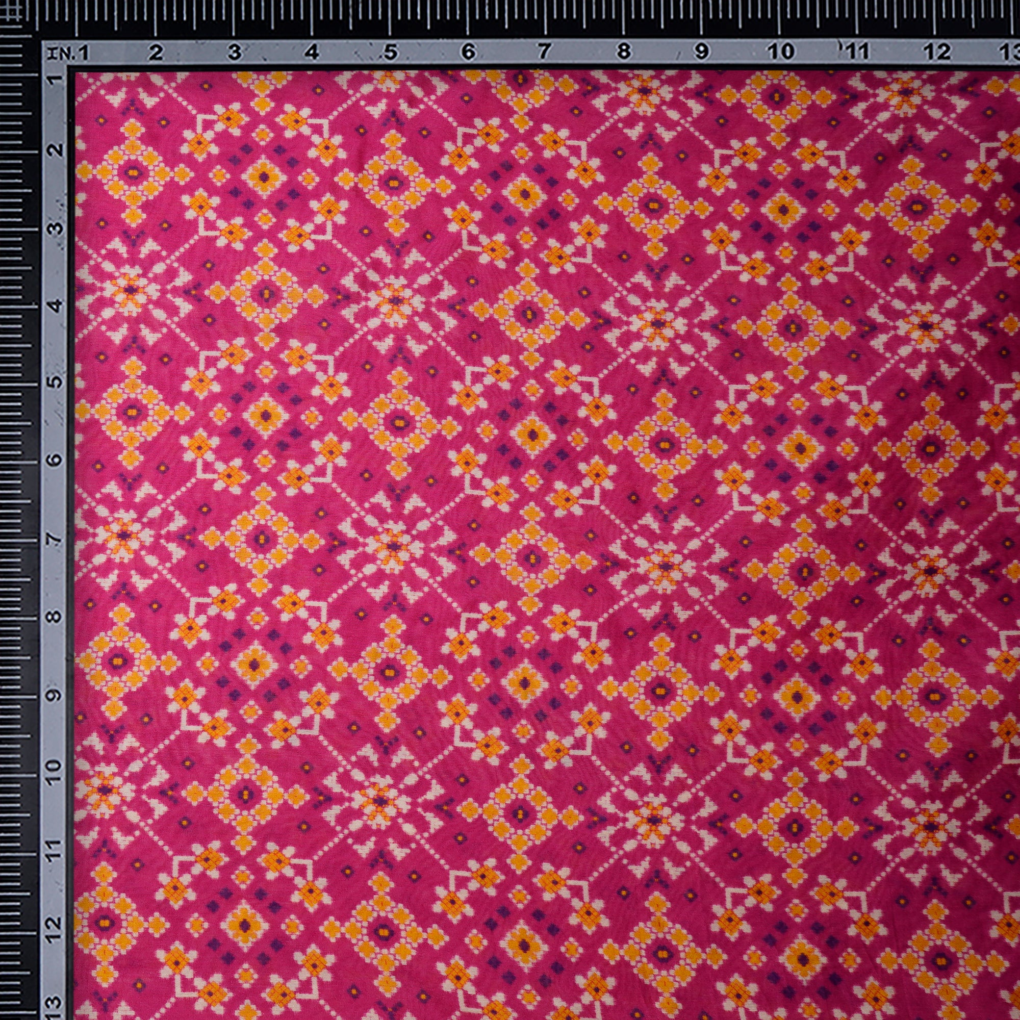 Pink Patola Pattern Digital Print Chanderi Fabric