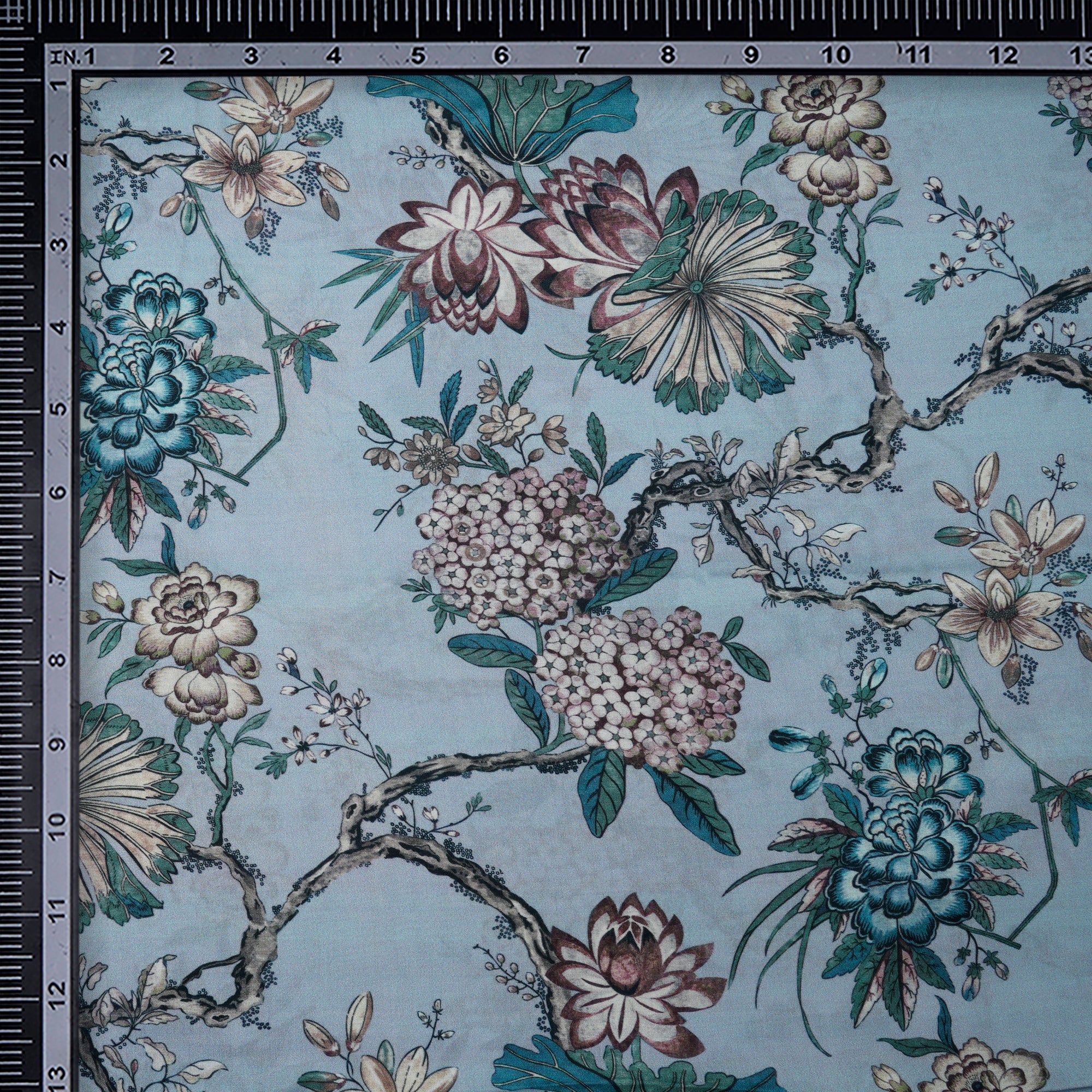 Ice Wash Floral Pattern Digital Print Modal Fabric