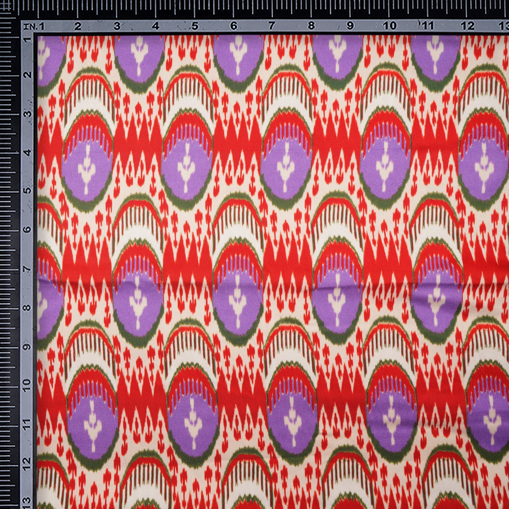Multi Color Ikat Pattern Digital Print Fancy Linen Fabric