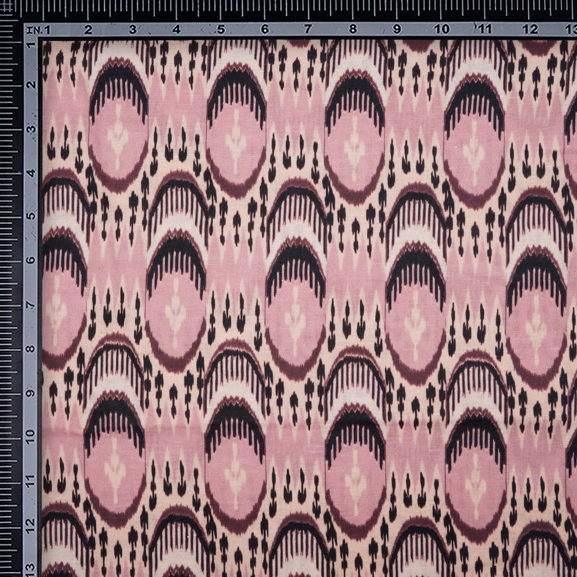 Purple Ikat Pattern Digital Print Fancy Linen Fabric