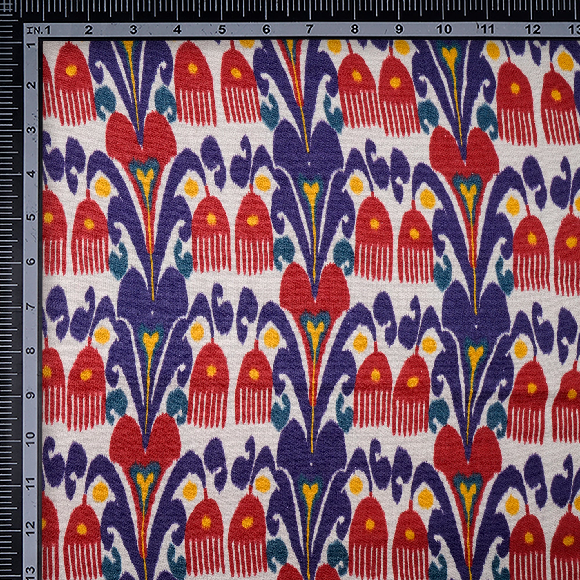 Multi Color Ikat Pattern Digital Print Fancy Linen Fabric