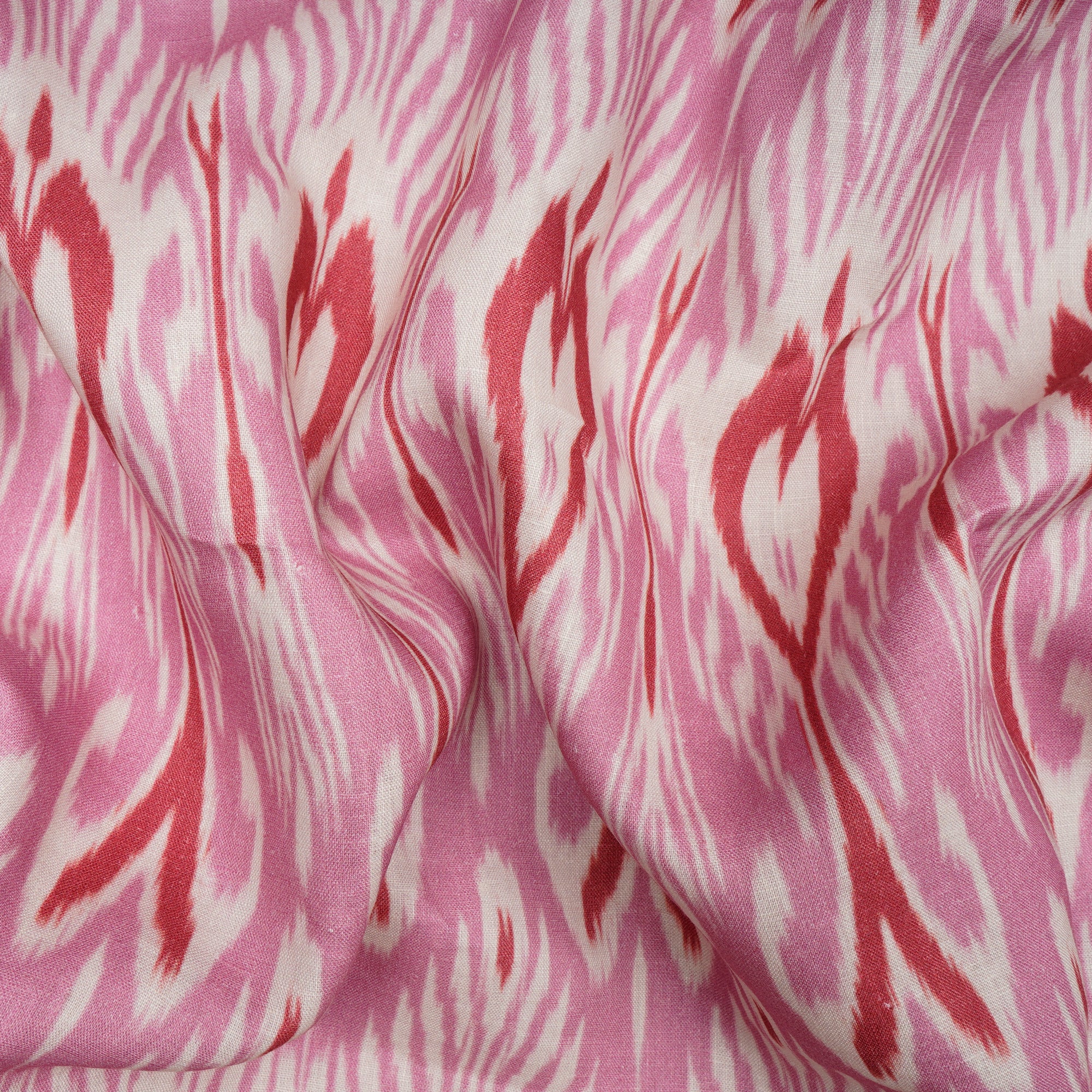 Prism Pink Ikat Pattern Digital Print Fancy Linen Fabric
