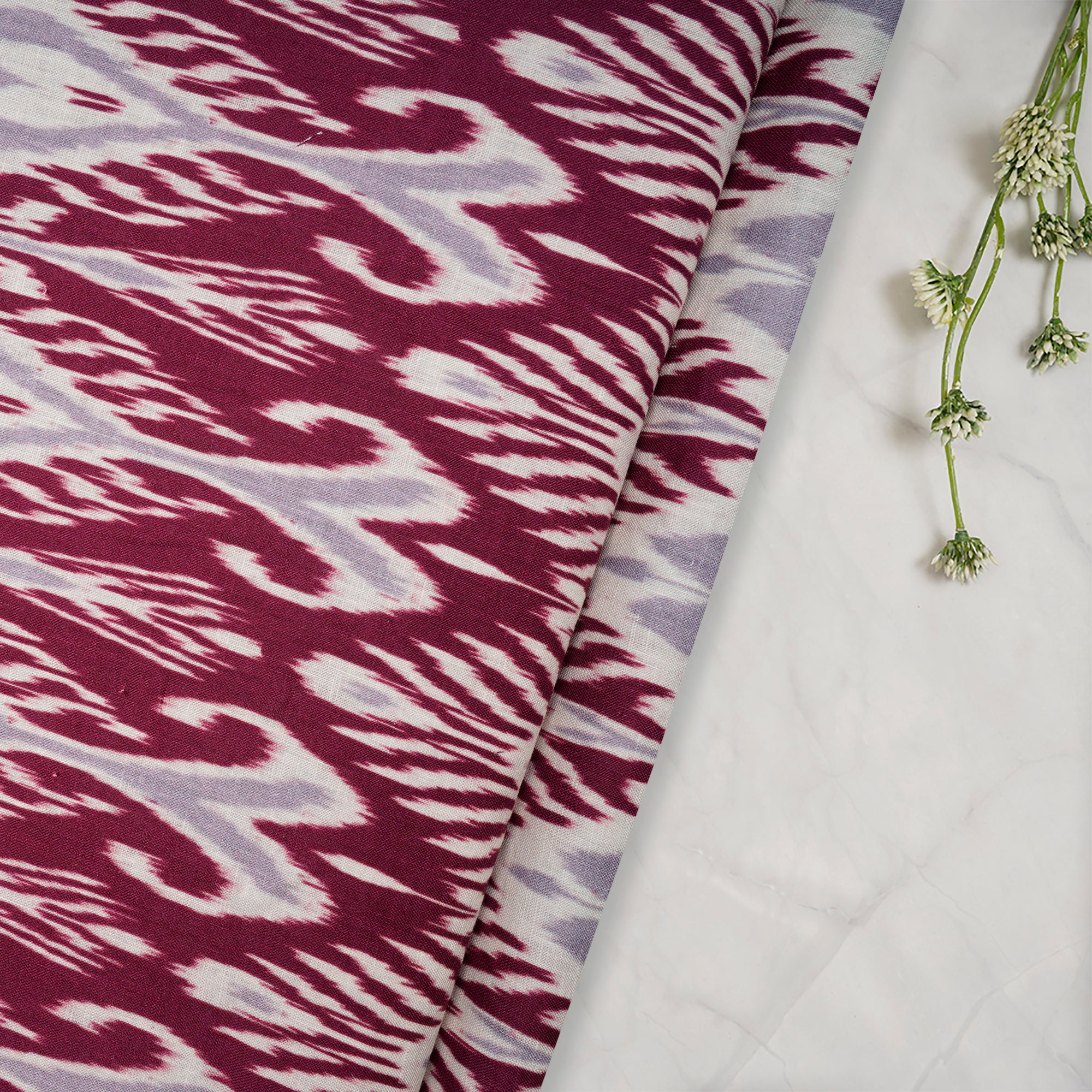 Beaujolais Ikat Pattern Digital Print Fancy Linen Fabric