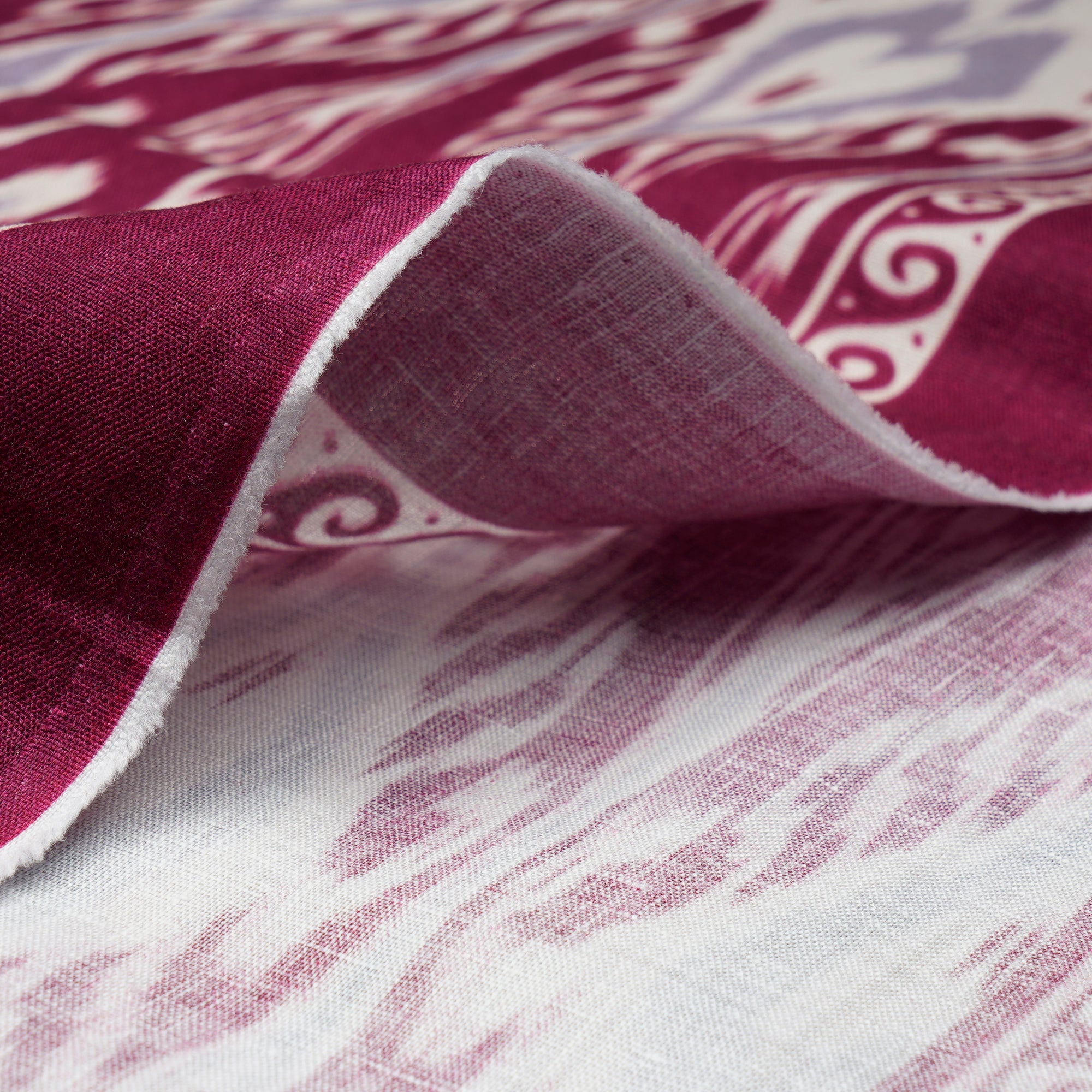 Beaujolais Ikat Pattern Digital Print Fancy Linen Fabric