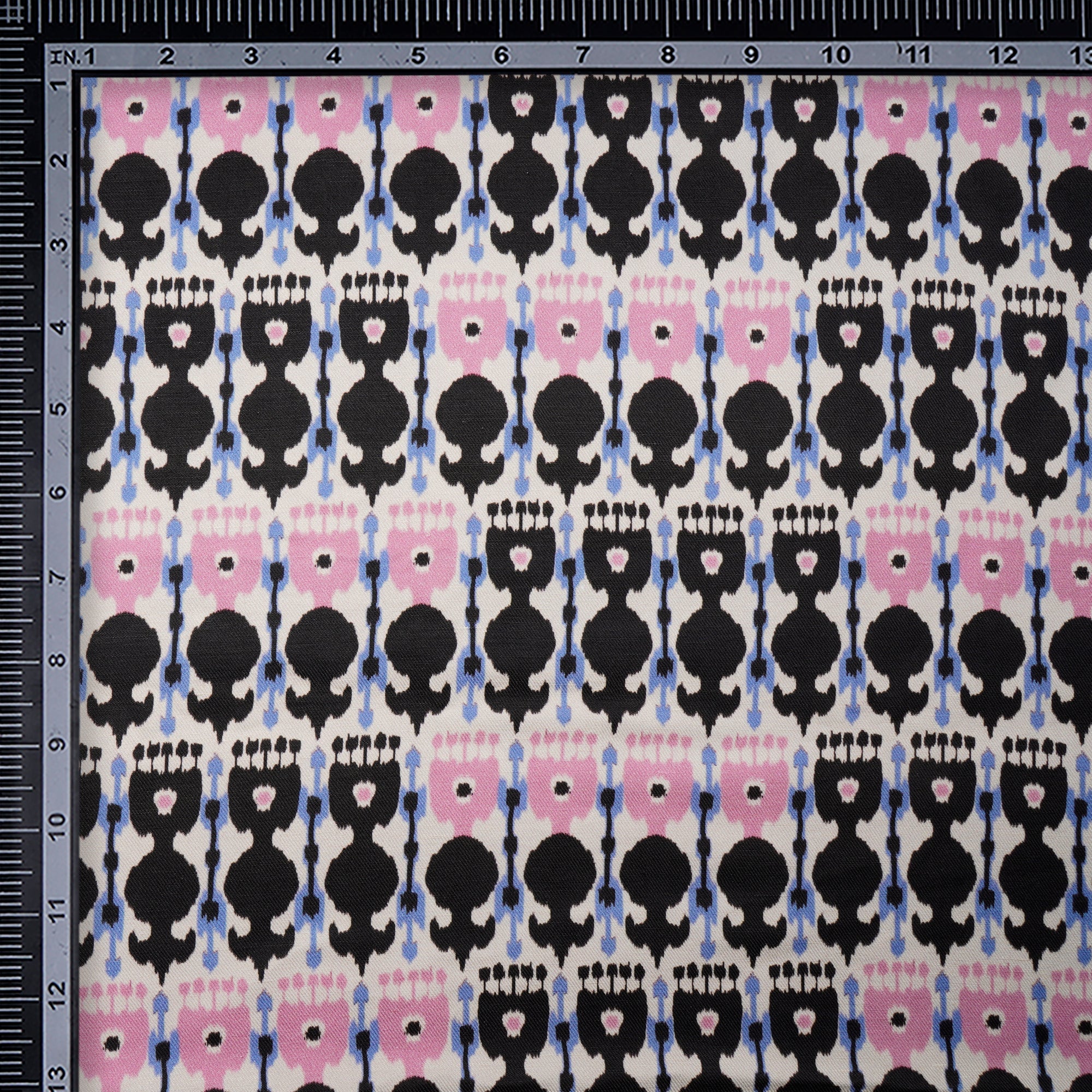 Multi Color Ikat Pattern Digital Print Fancy Linen Fabric