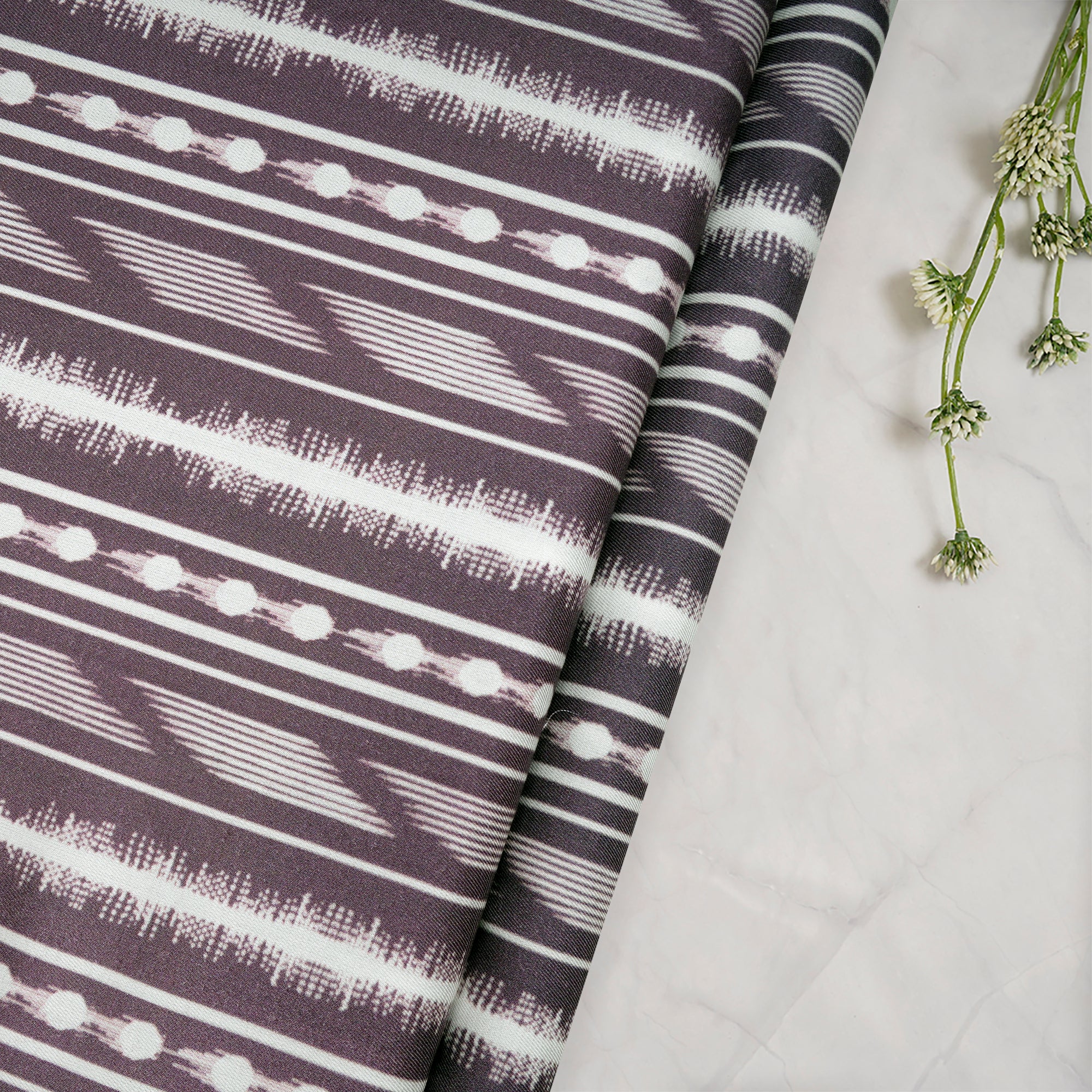 Grape Shake Stripe Pattern Digital Print Tencel Modal Twill Fabric