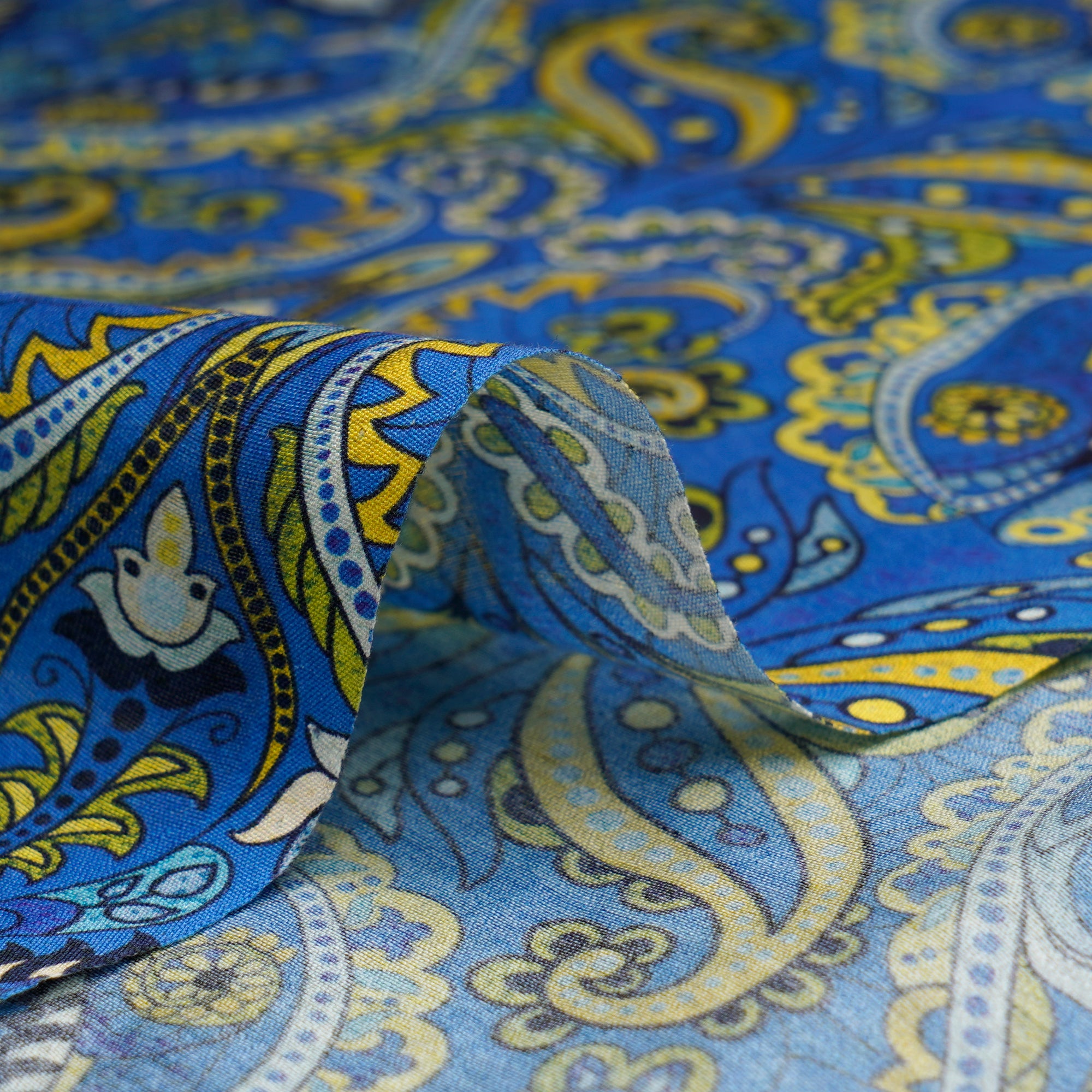 Navy Blue All Over Pattern Digital Print Chanderi Fabric