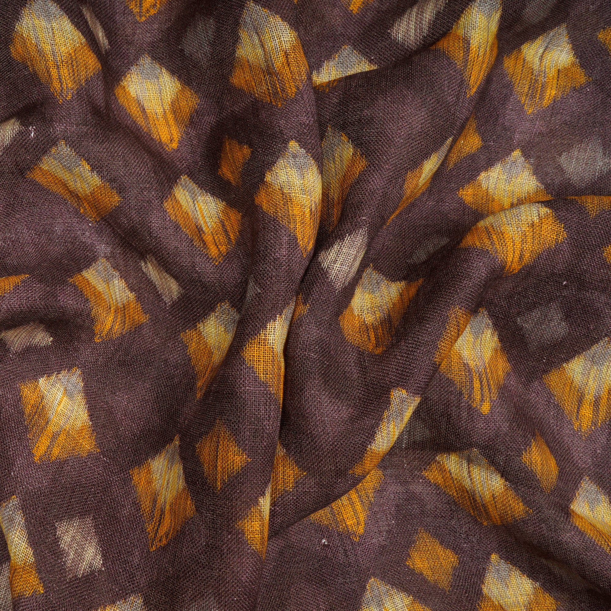 Purple-Yellow Pattern Digital Print Gauge Linen Fabric