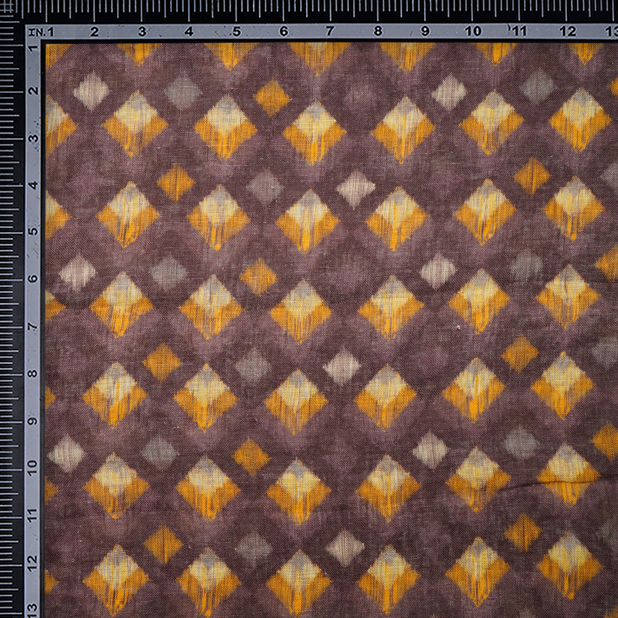 Purple-Yellow Pattern Digital Print Gauge Linen Fabric