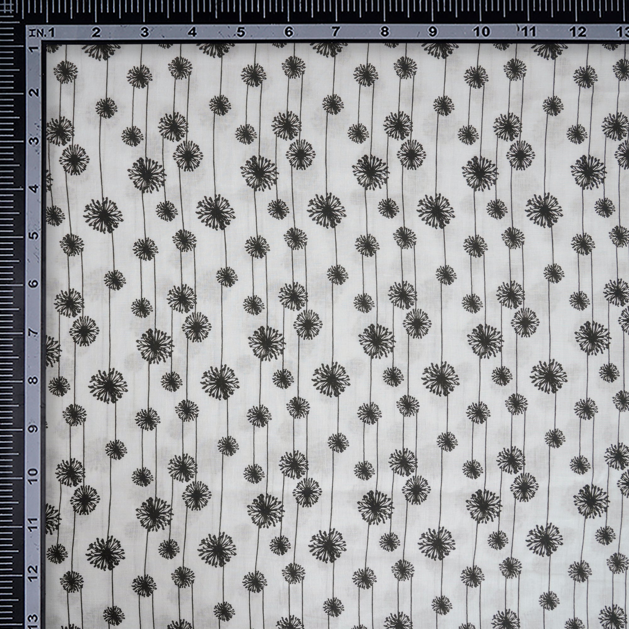 White-Black Color Digital Printed Excel Linen Fabric