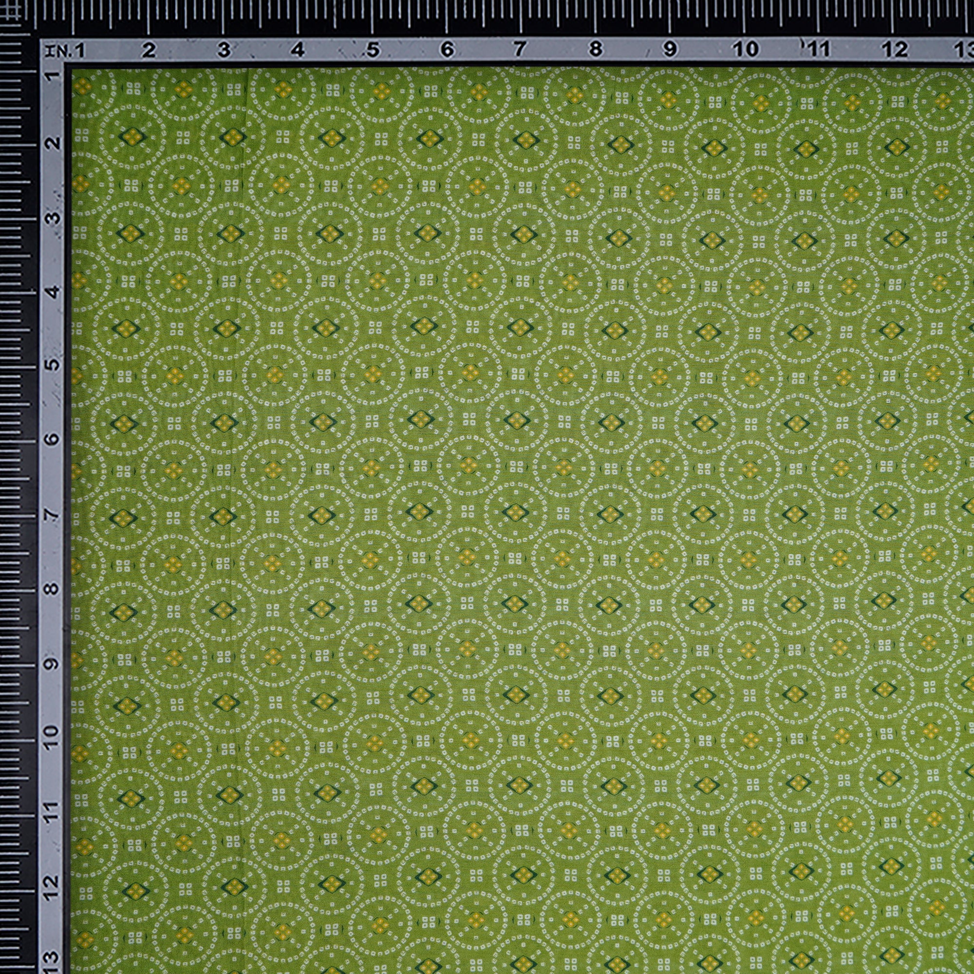 Green Color Digital Printed Pure Chanderi Fabric