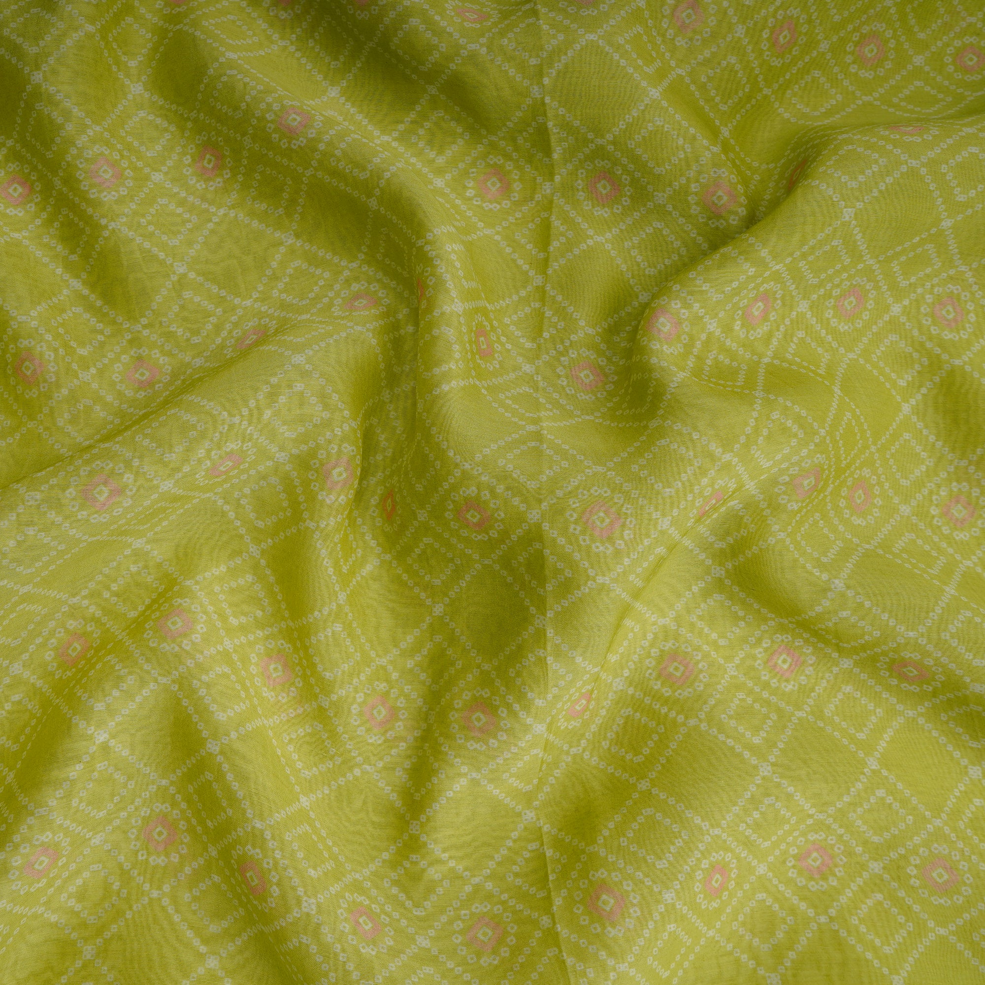 Light Green Color Digital Printed Chanderi Fabric