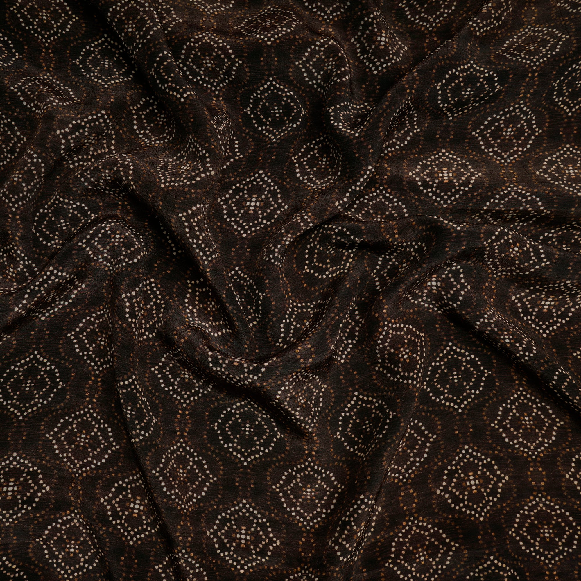 Brown-Black Color Digital Printed Bemberg Crepe Fabric