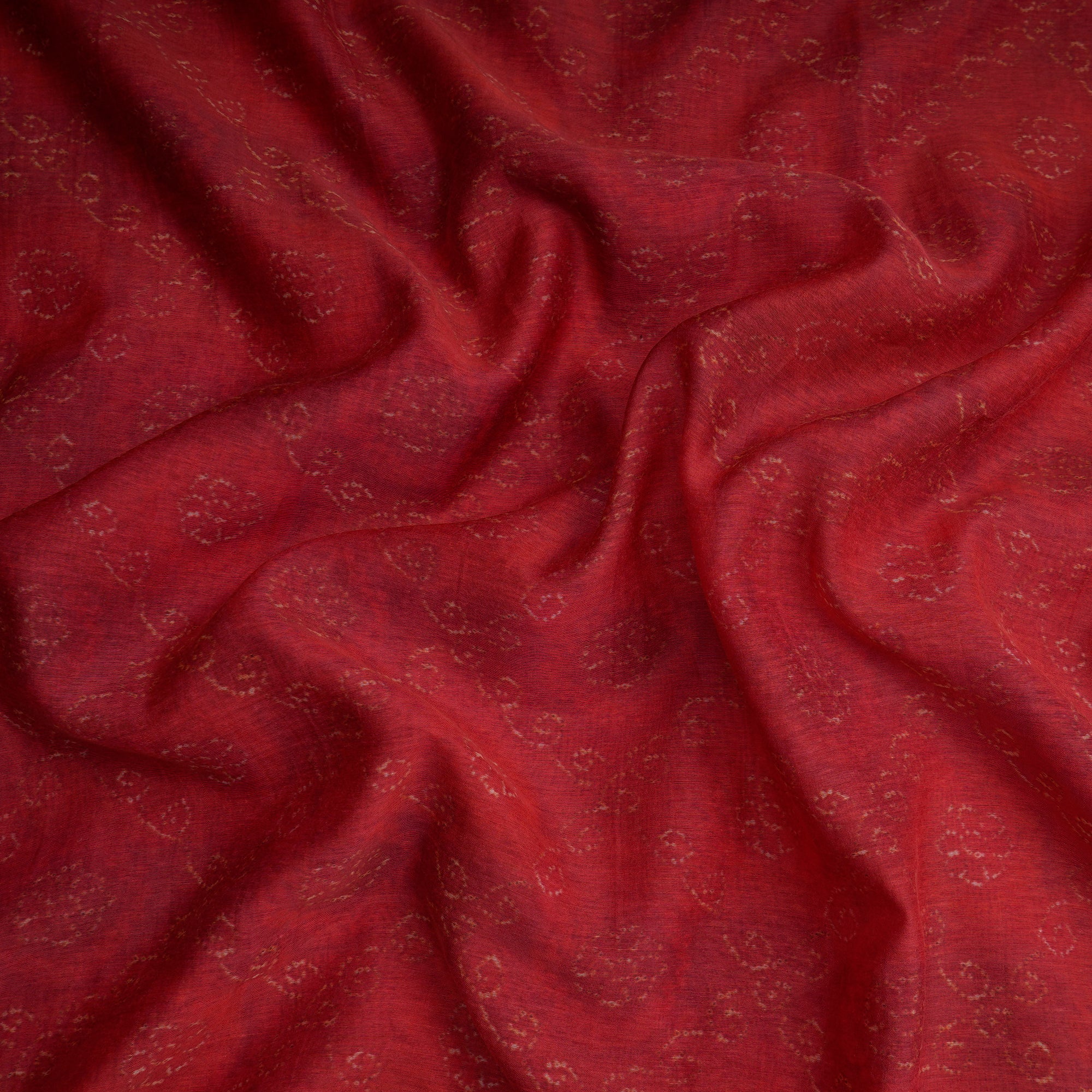 Red Color Digital Printed Chanderi Fabric