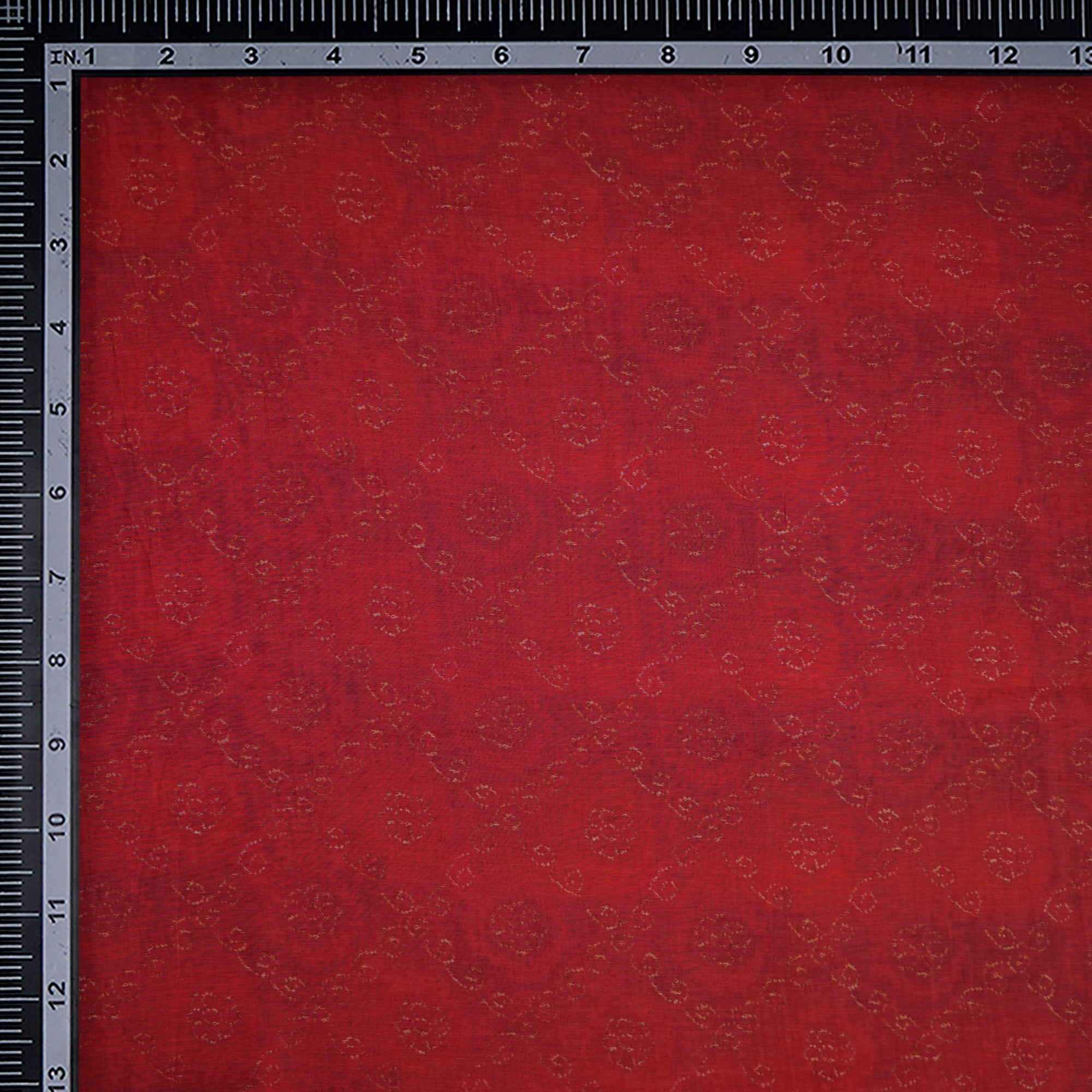 Red Color Digital Printed Chanderi Fabric