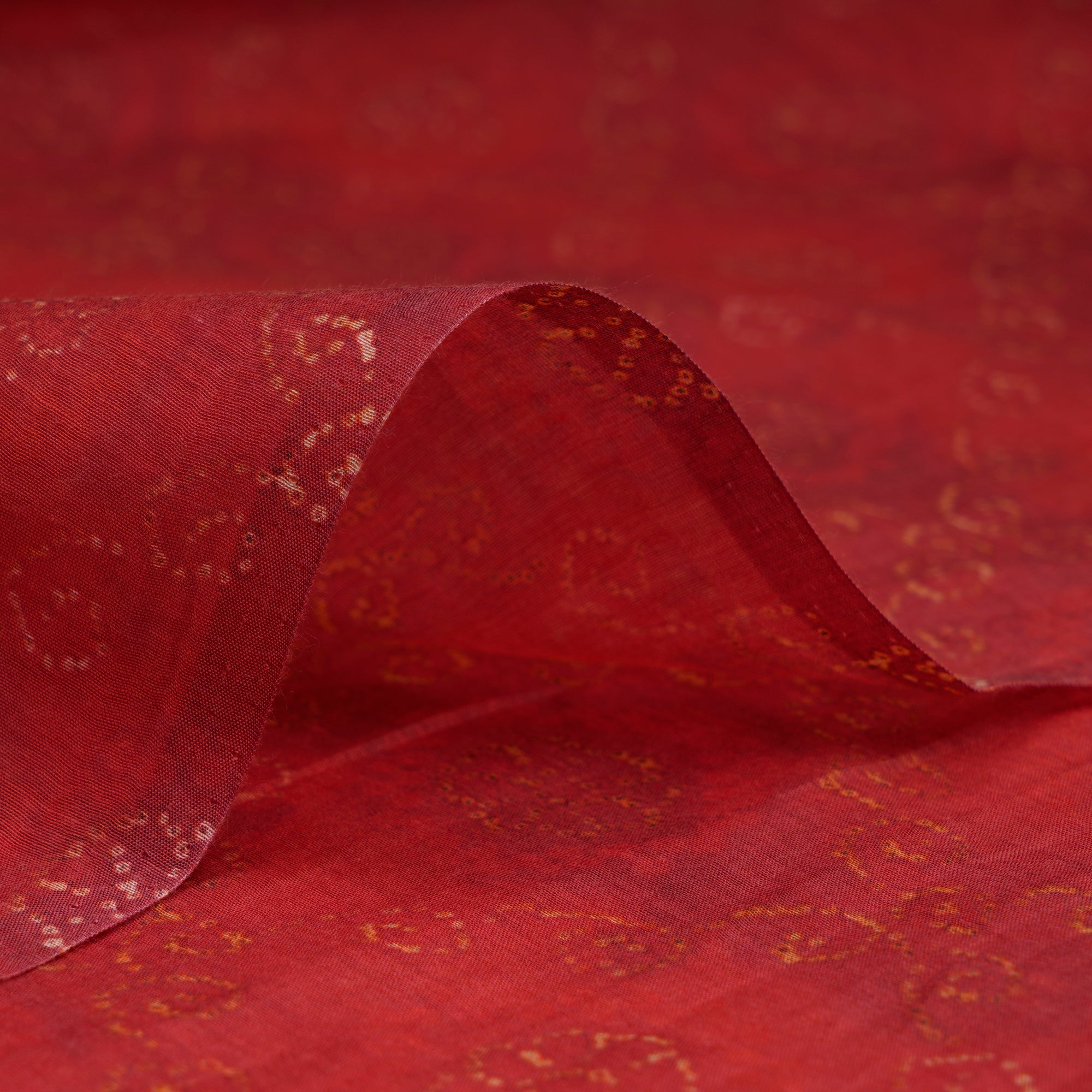 Red Color Digital Printed Chanderi Fabric