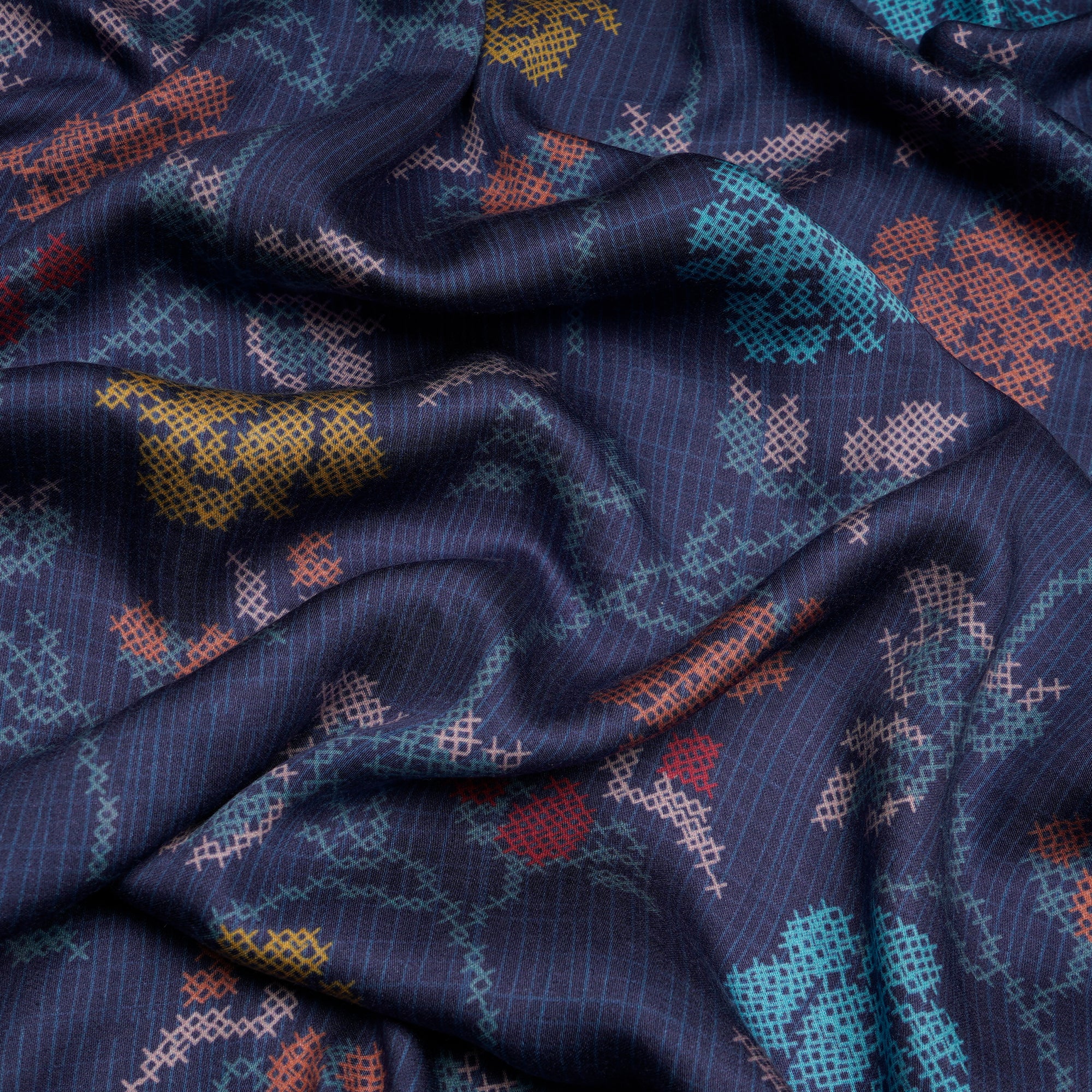 Purple Floral Pattern Digital Print Viscose Fabric