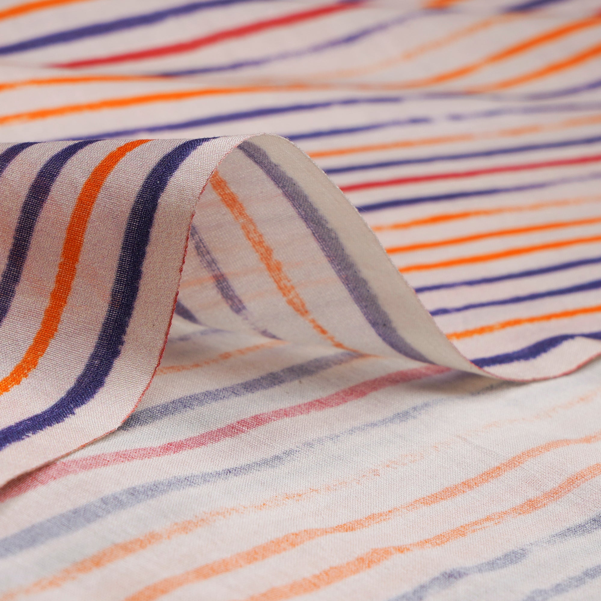 Multi Color Stripe Pattern Digital Print Chanderi Fabric