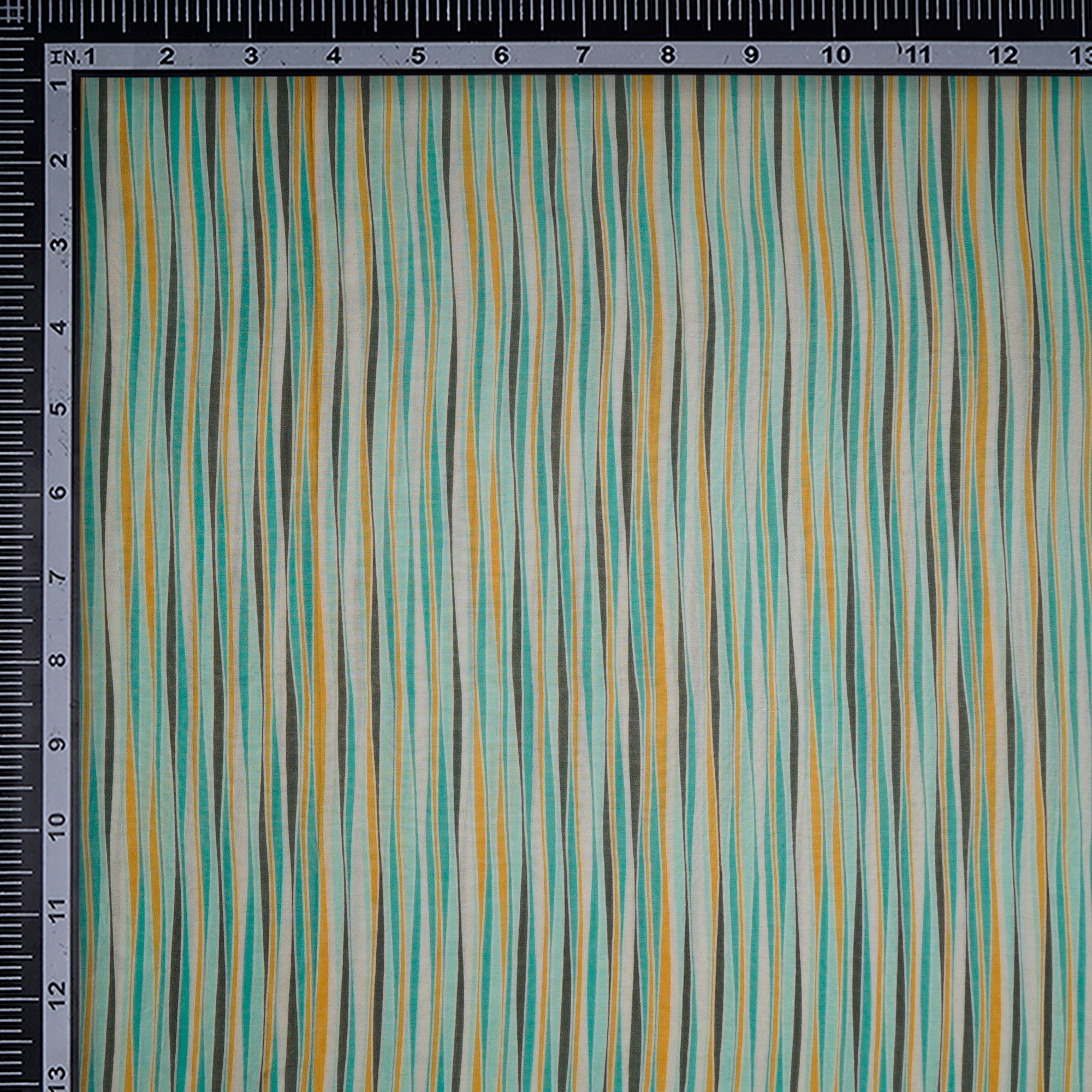 Green-Black Color Digital Printed Pure Chanderi Fabric