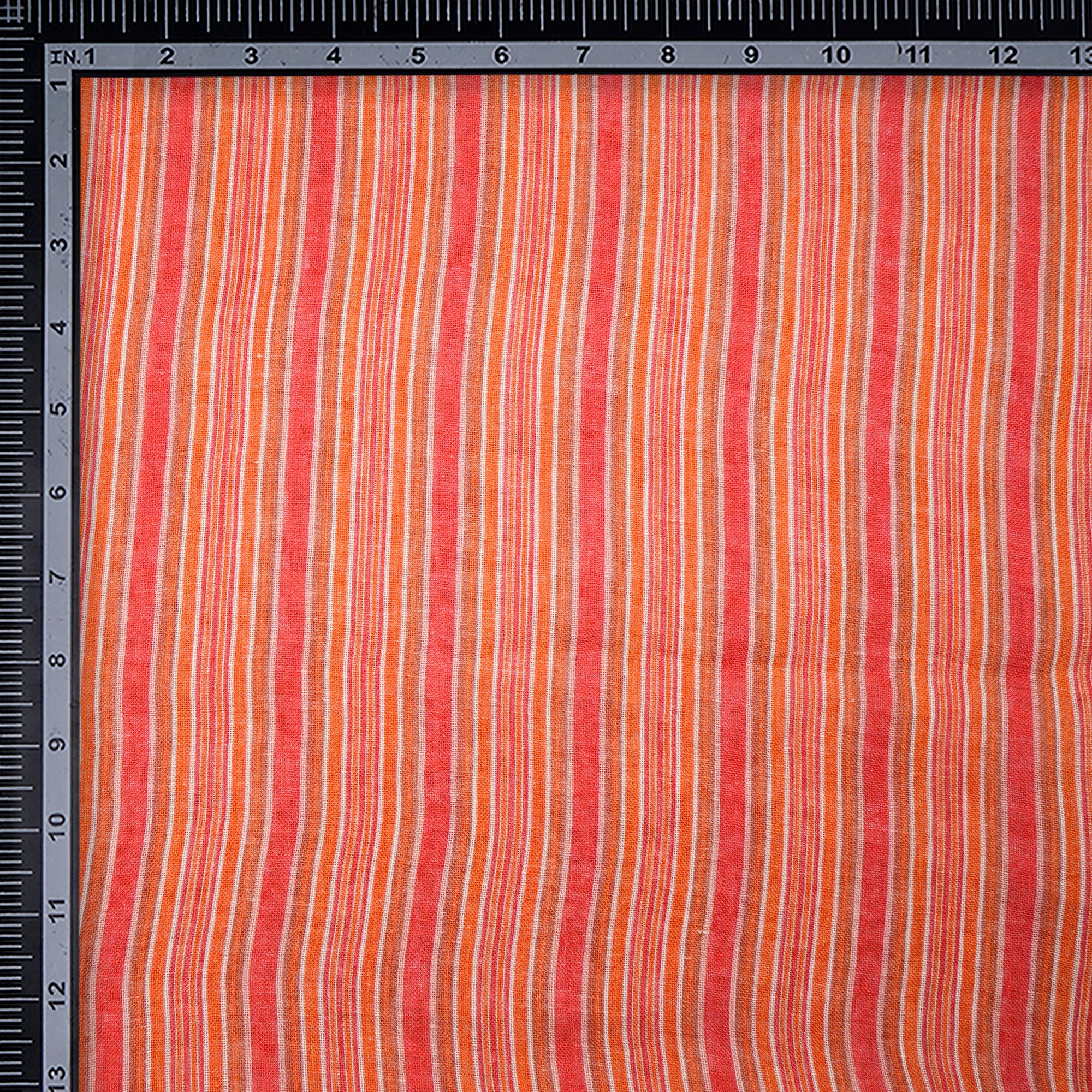 Multi Color Stripe Pattern Digital Print Gauge Linen Fabric