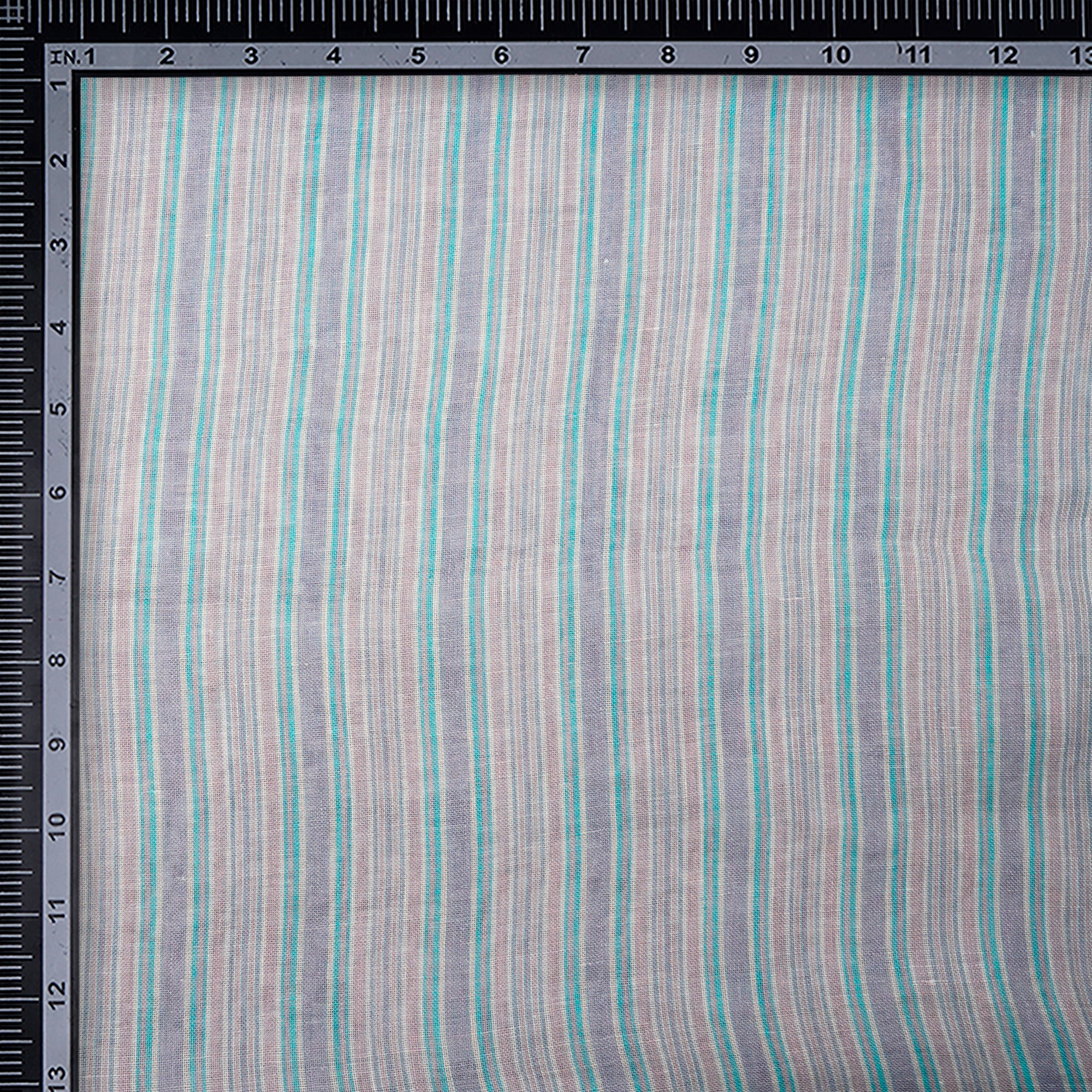 Multi Color Stripe Pattern Digital Print Gauge Linen Fabric