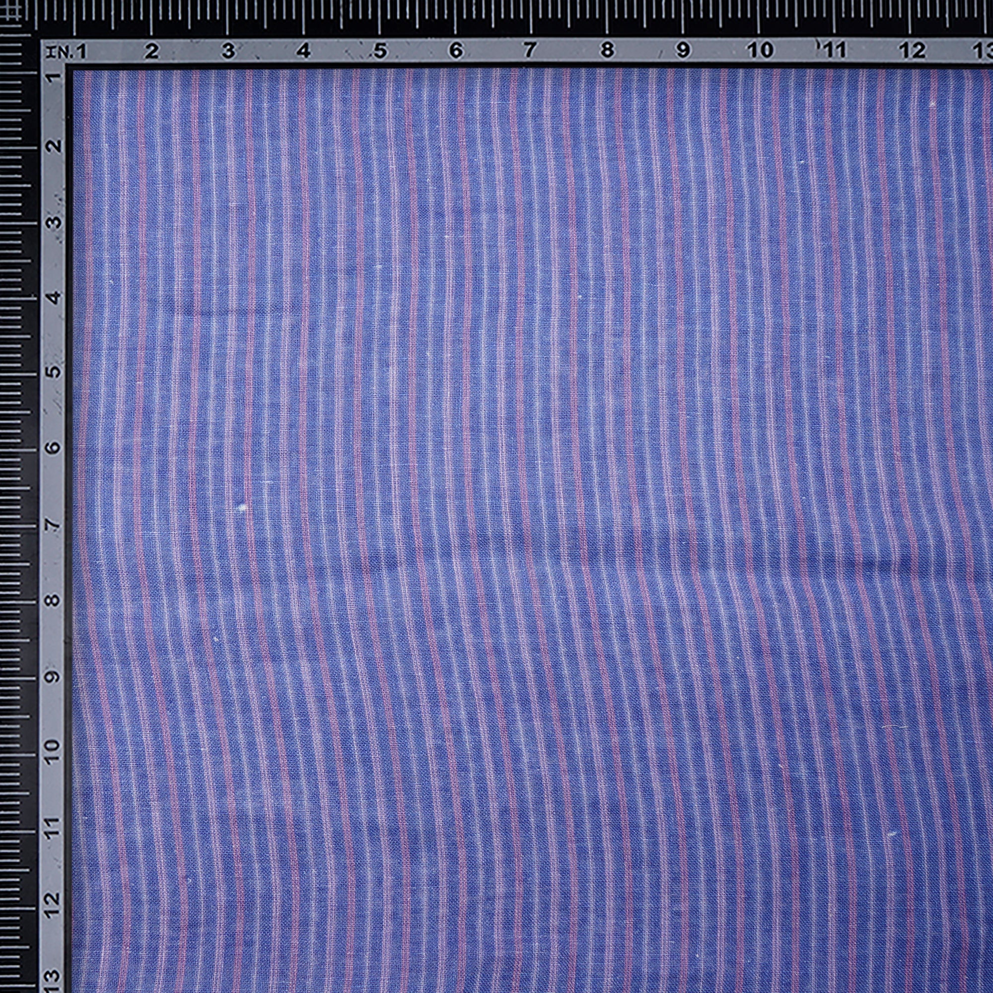 Azure Blue Stripe Pattern Digital Print Gauge Linen Fabric