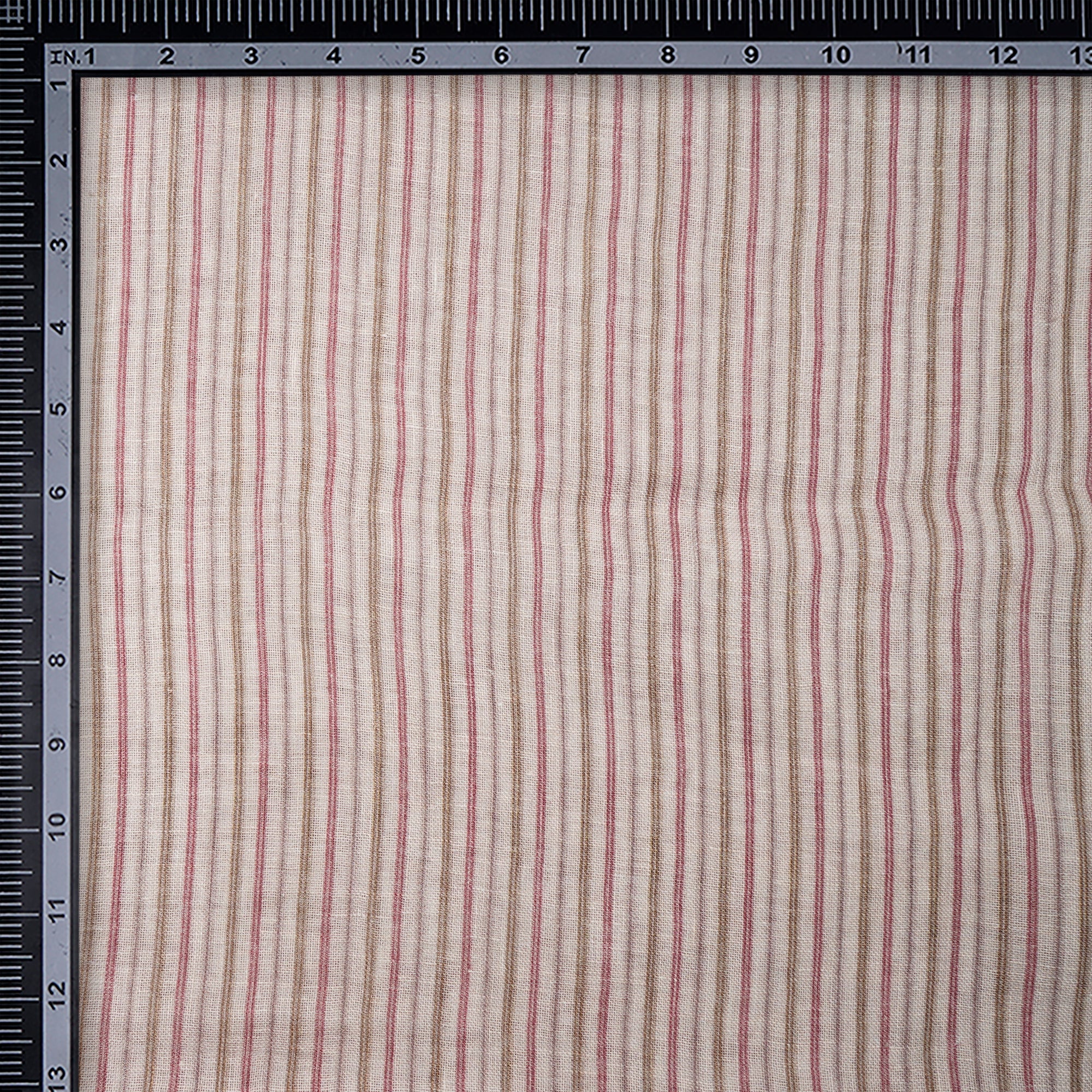 Almond Peach Stripe Pattern Digital Print Gauge Linen Fabric