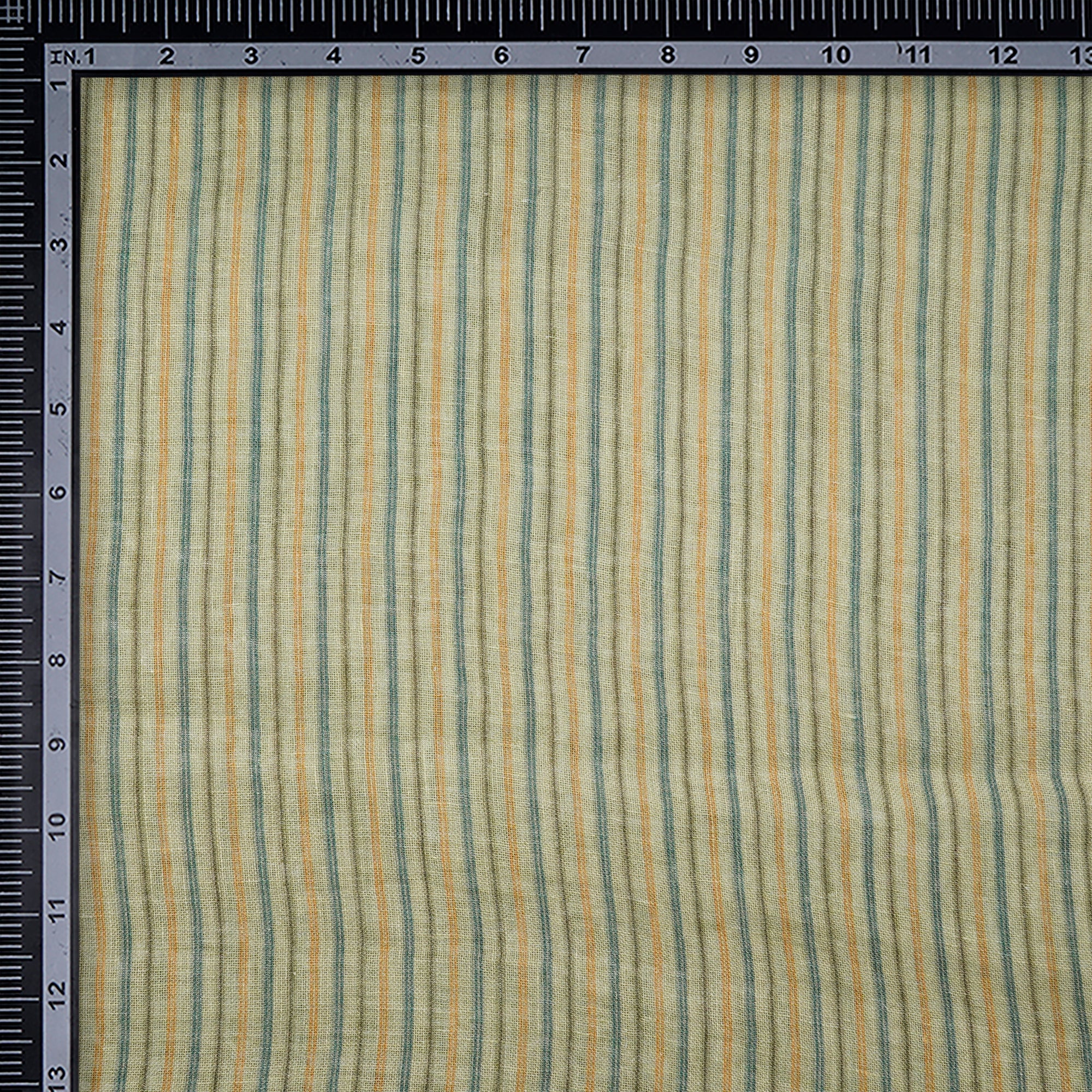 Nile Green Stripe Pattern Digital Print Gauge Linen Fabric