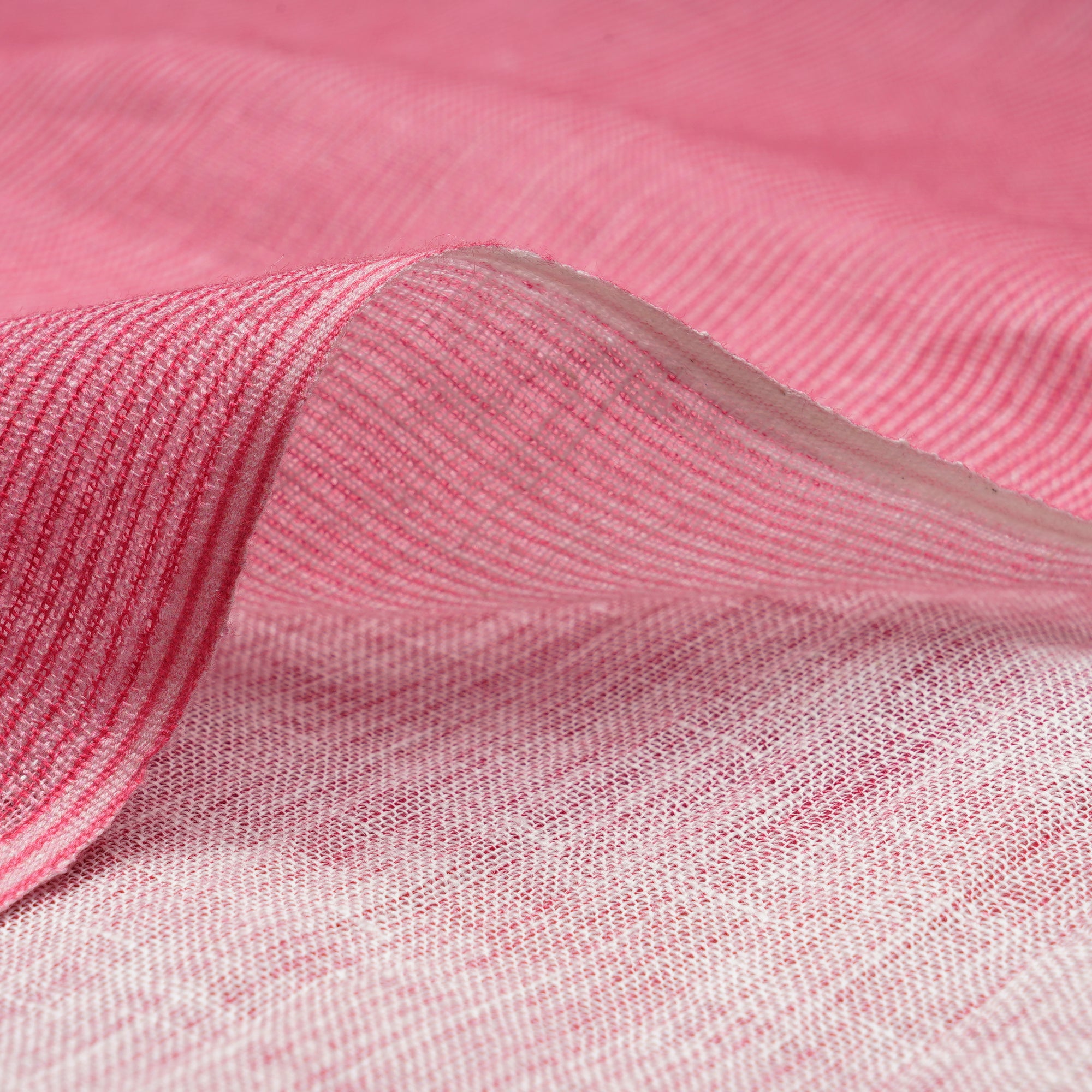 Baby Pink Stripe Pattern Digital Print Gauge Linen Fabric