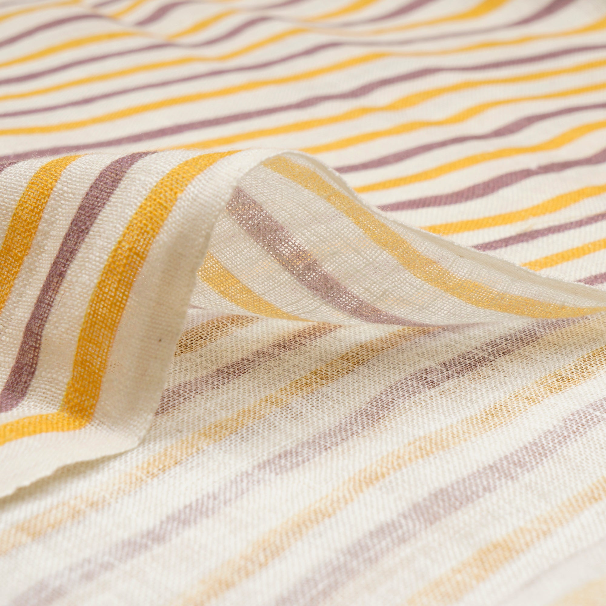 Multi Color Stripe Pattern Digital Print Gauge Linen Fabric