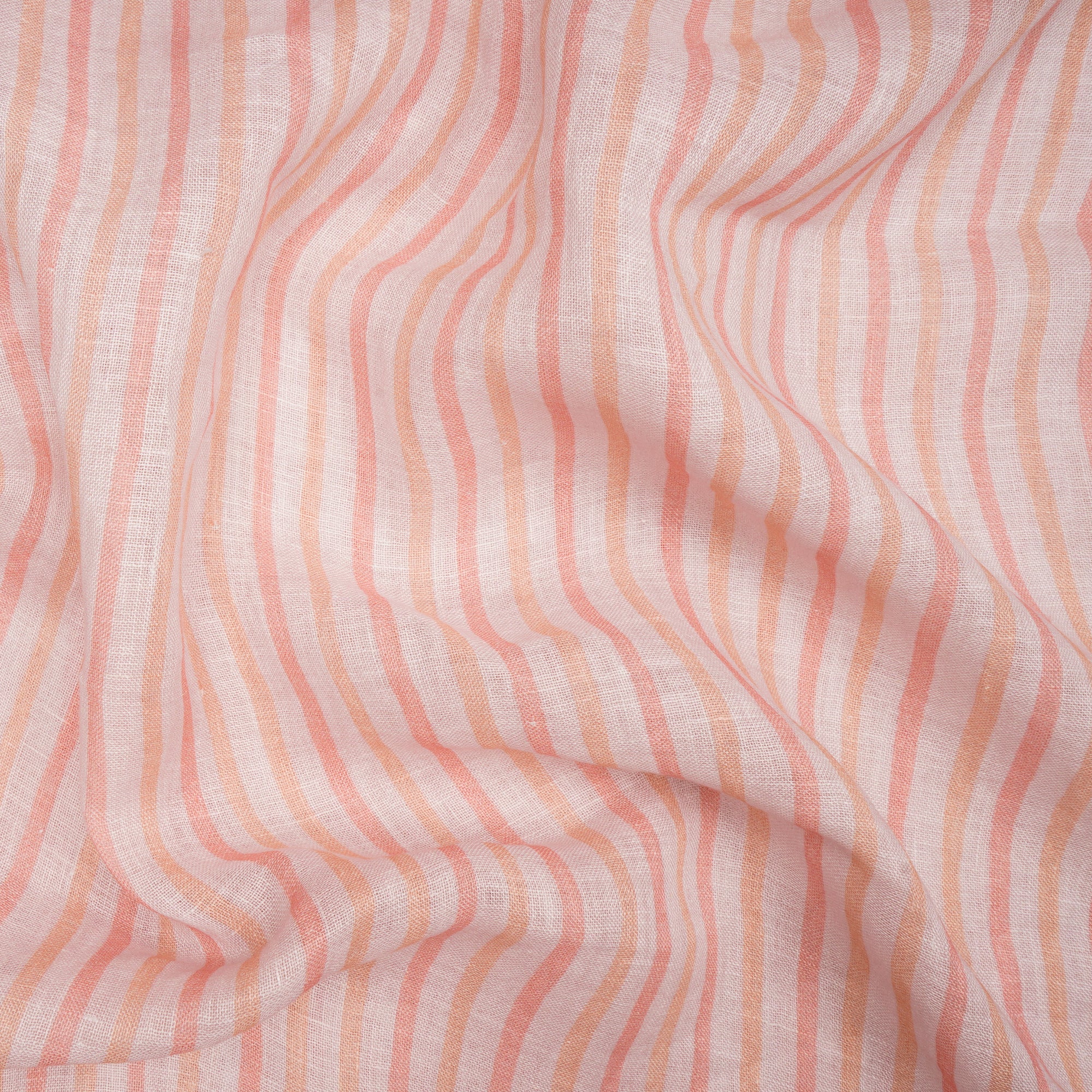 Baby Pink Stripe Pattern Digital Print Gauge Linen Fabric