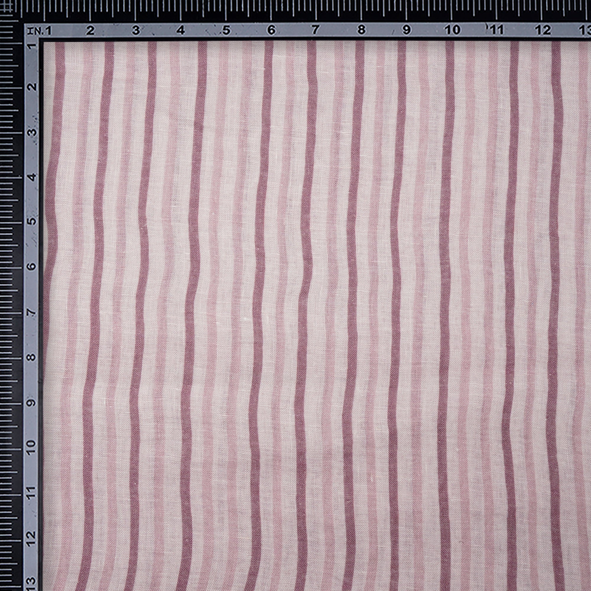 Almond Peach Stripe Pattern Digital Print Gauge Linen Fabric