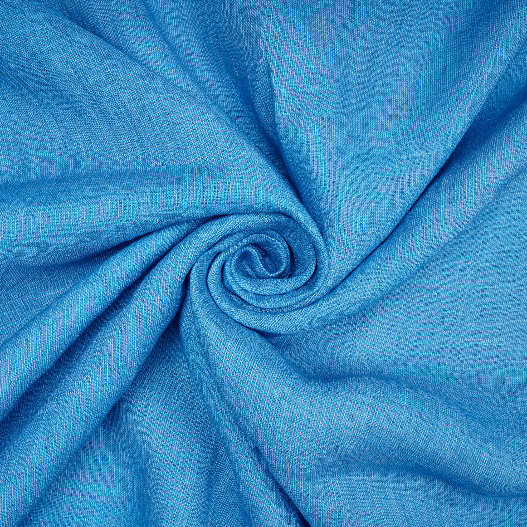 Norse Blue Plain Digital Print Gauge Linen Fabric