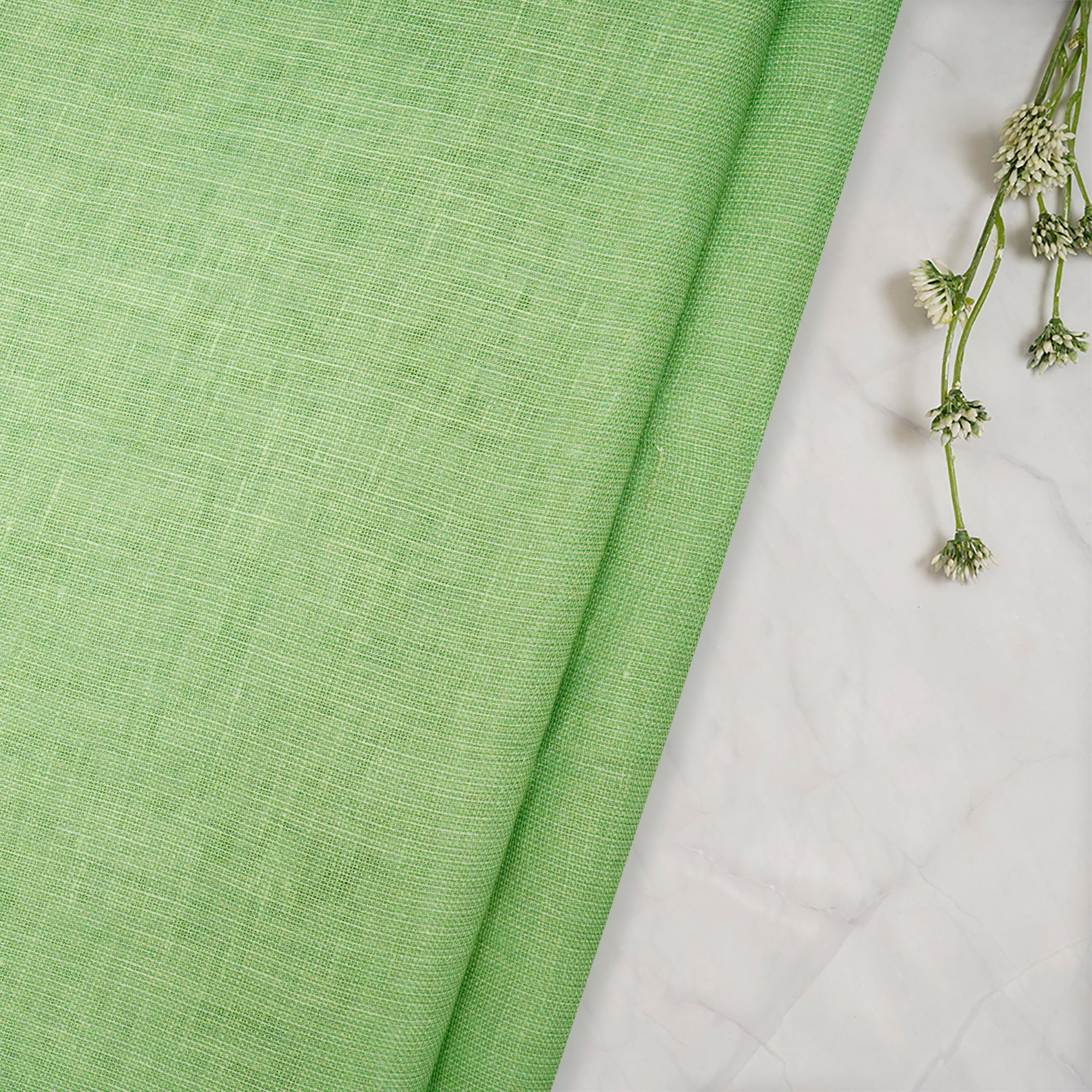 Opaline Green Plain Digital Print Gauge Linen Fabric