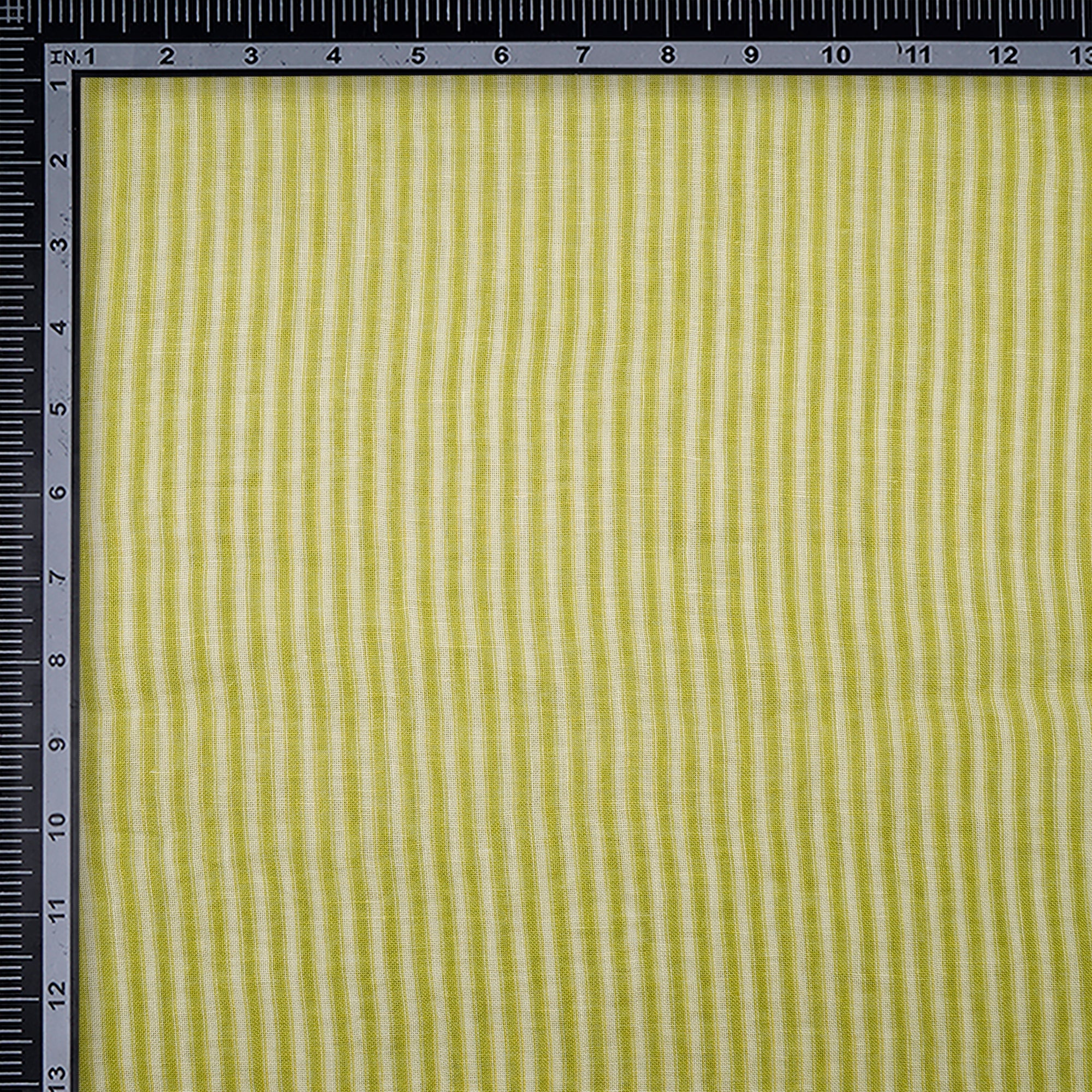 Leaf Green Stripe Pattern Digital Print Gauge Linen Fabric