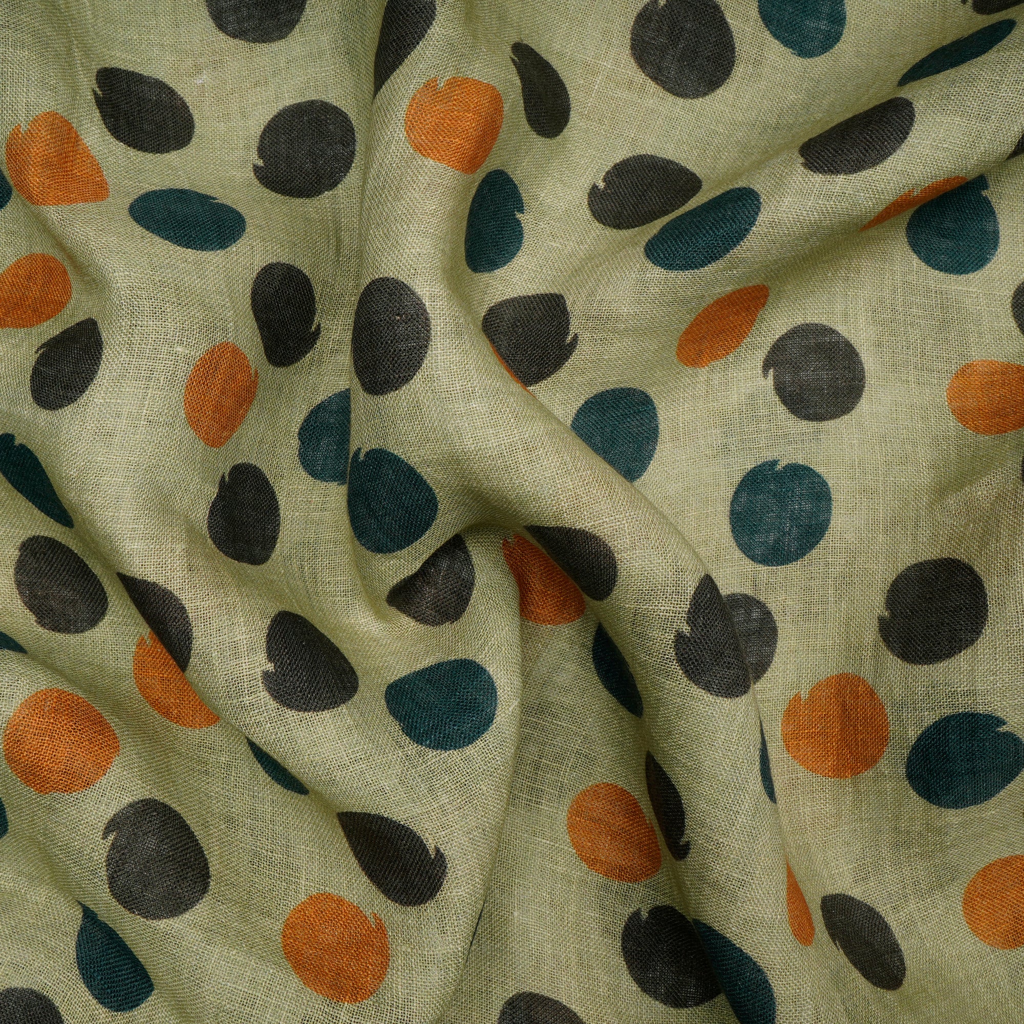 Olive All Over Pattern Digital Print Gauge Linen Fabric