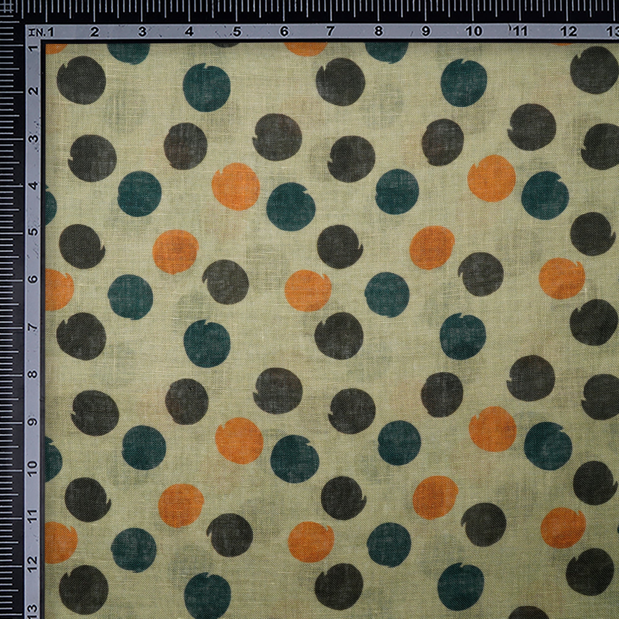 Olive All Over Pattern Digital Print Gauge Linen Fabric