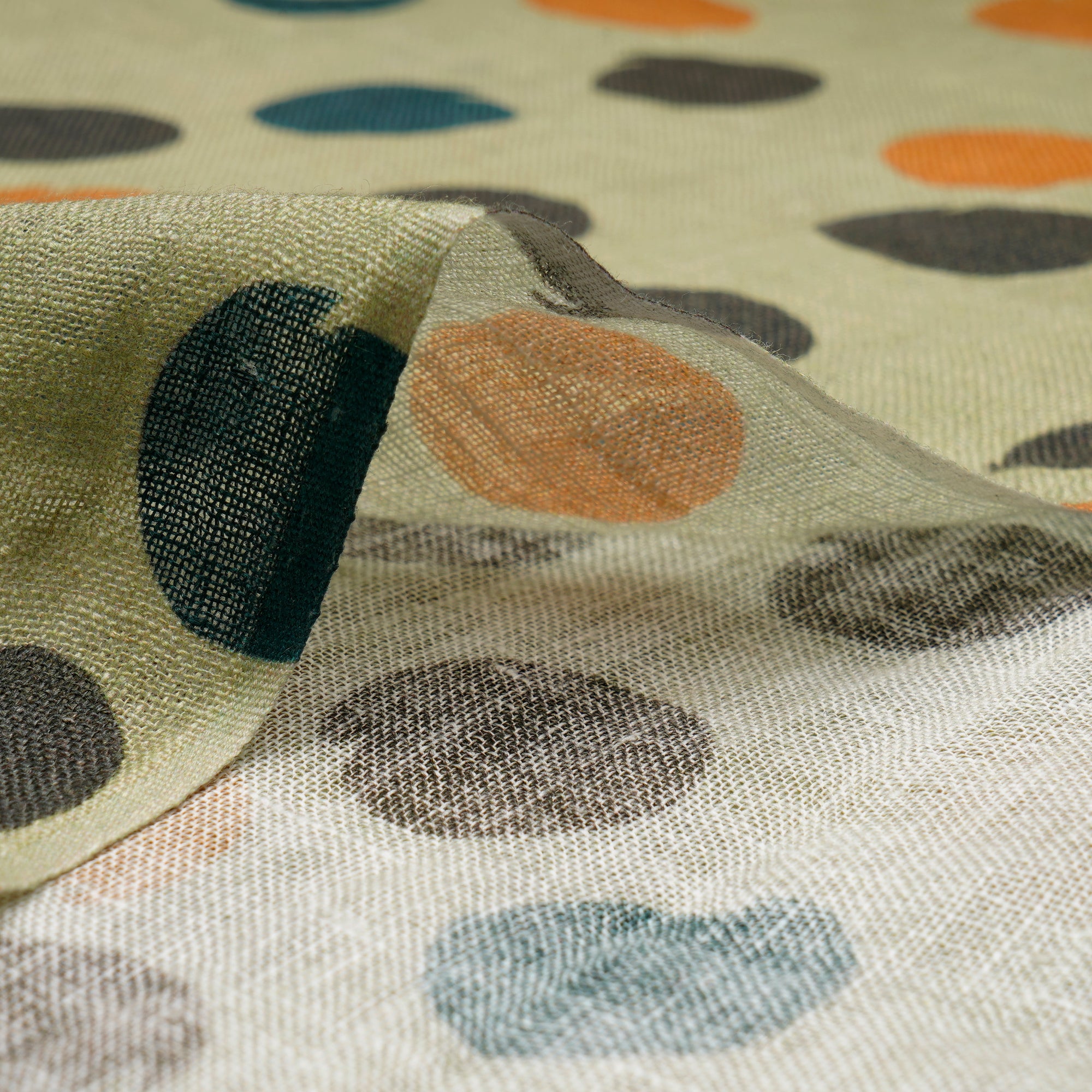 Olive All Over Pattern Digital Print Gauge Linen Fabric