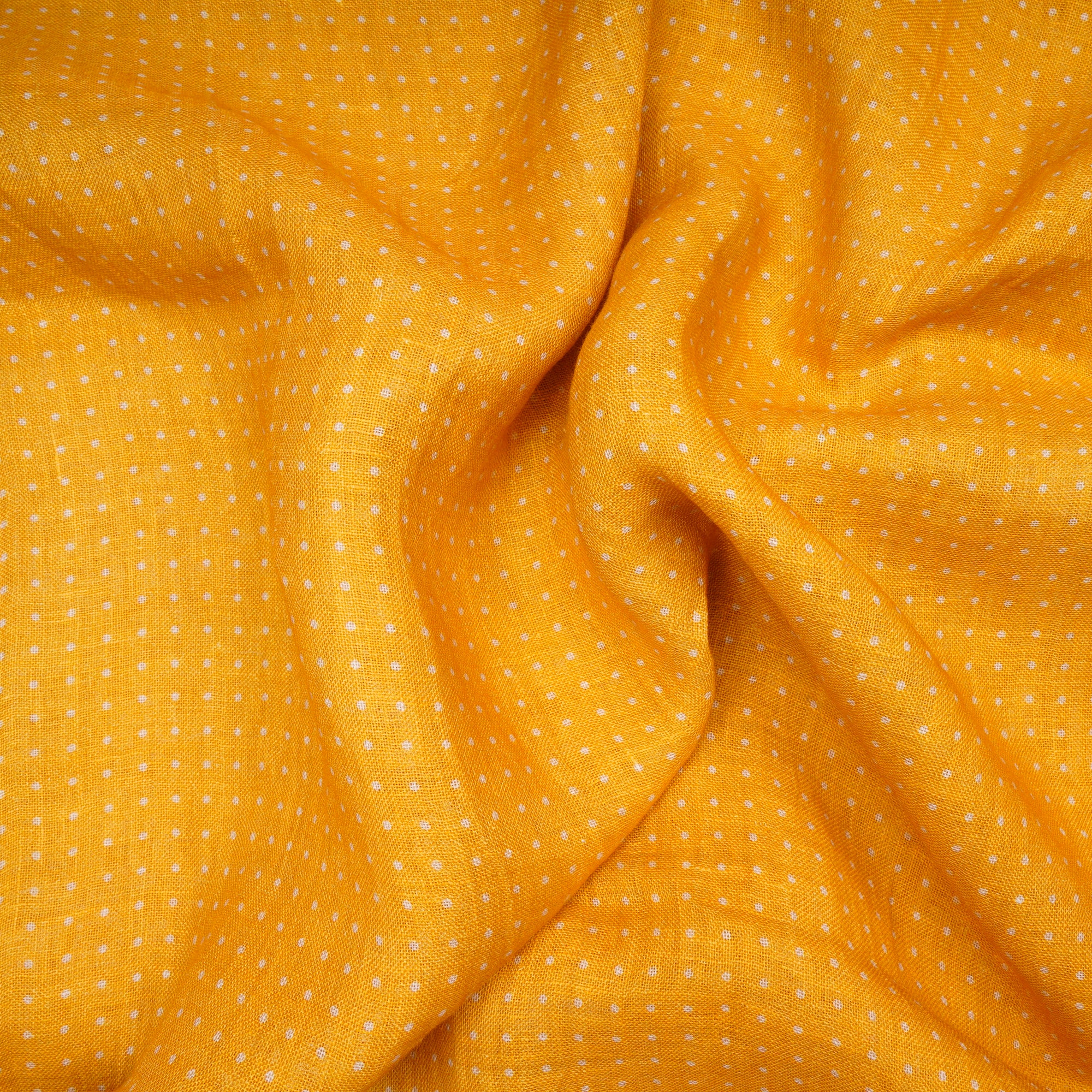 Amber Yellow All Over Pattern Digital Print Gauge Linen Fabric