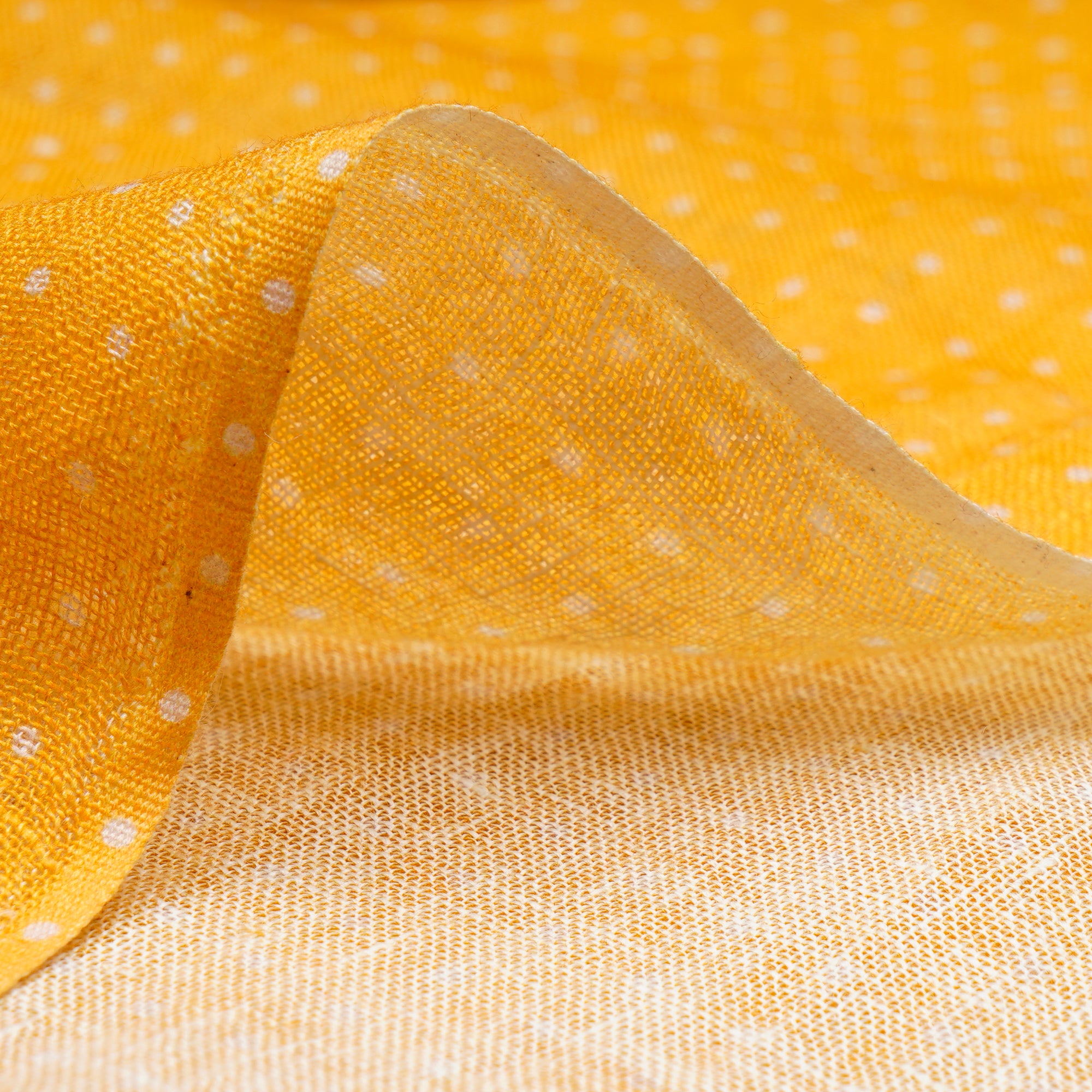 Amber Yellow All Over Pattern Digital Print Gauge Linen Fabric