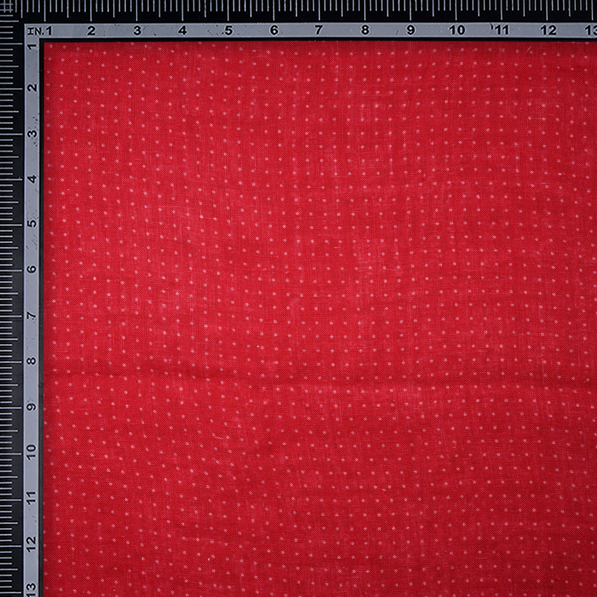 Red All Over Dot Pattern Digital Print Gauge Linen Fabric