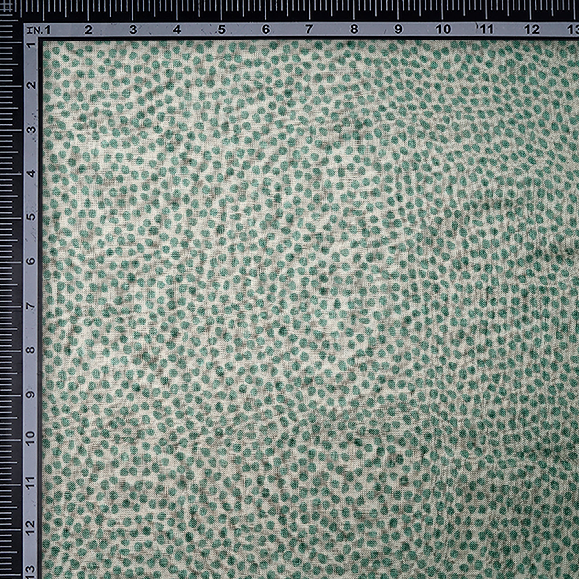 Bottle Green All Over Pattern Digital Print Gauge Linen Fabric